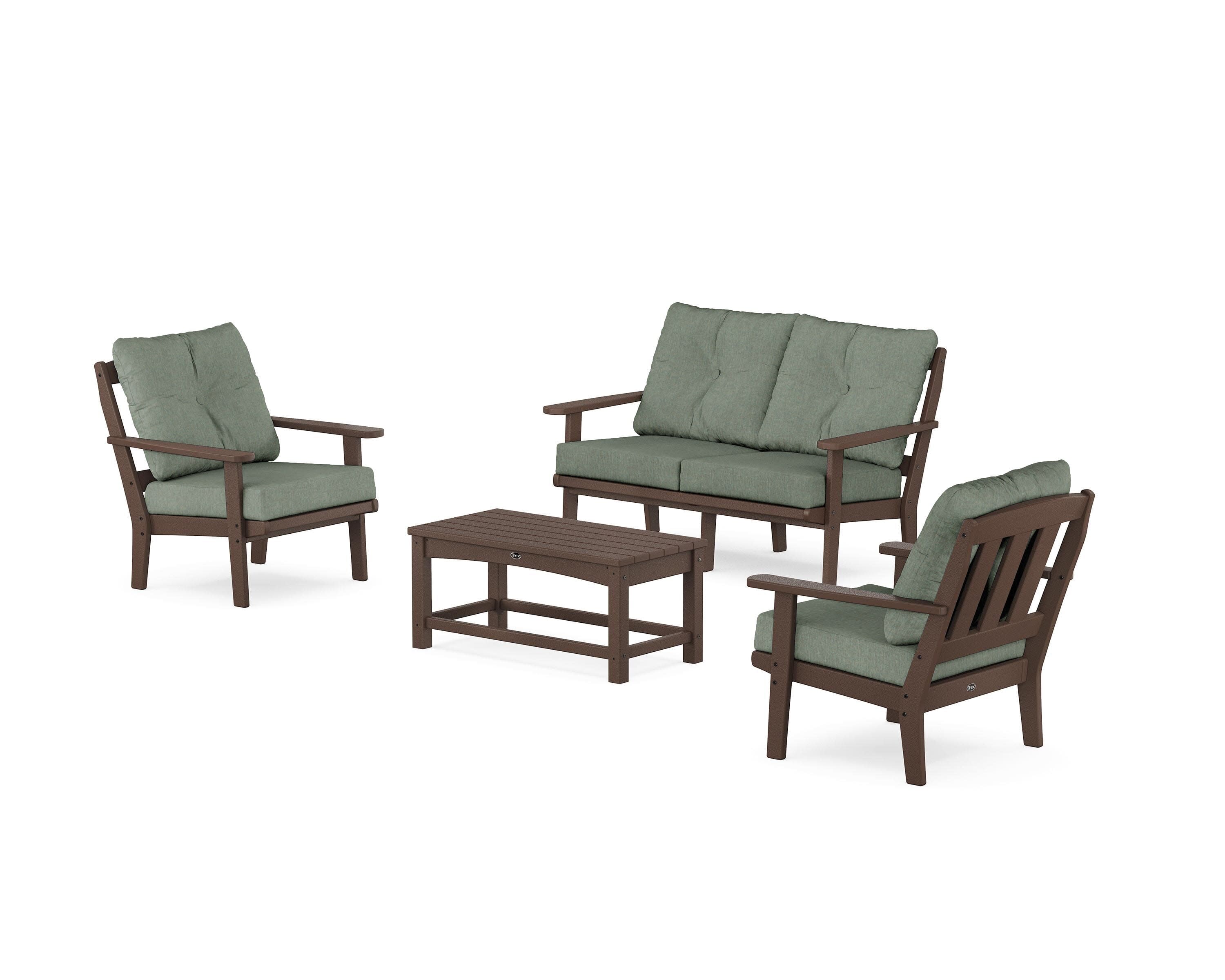 Cape Cod 4-Piece Deep Seating Set with Loveseat in Vintage Lantern / Cast Sage