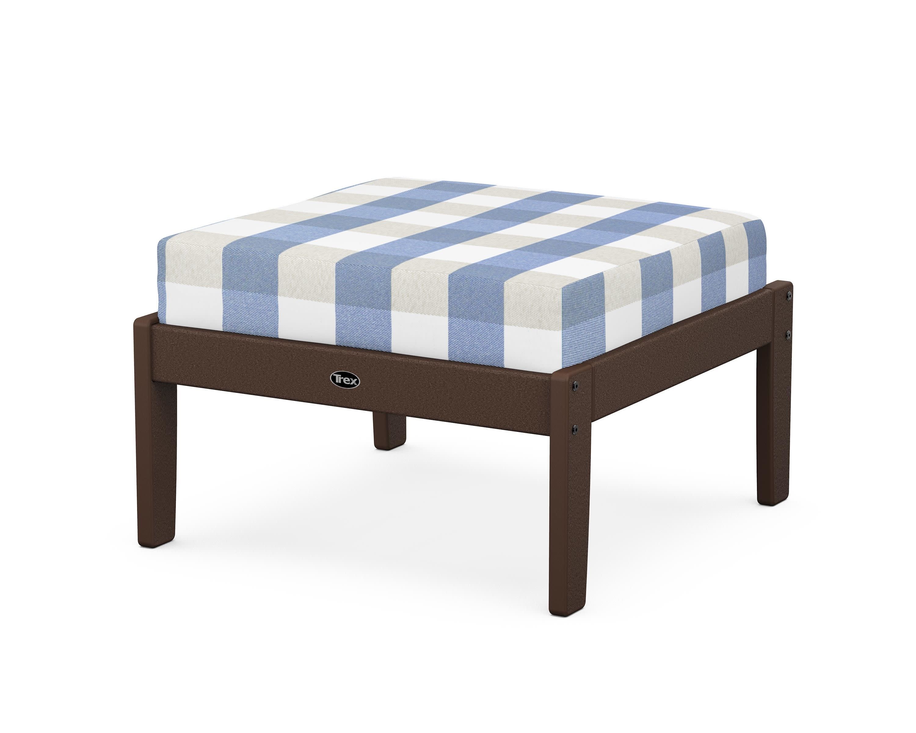 Yacht Club Deep Seating Ottoman in Vintage Lantern / Buffalo Plaid Sky Blue