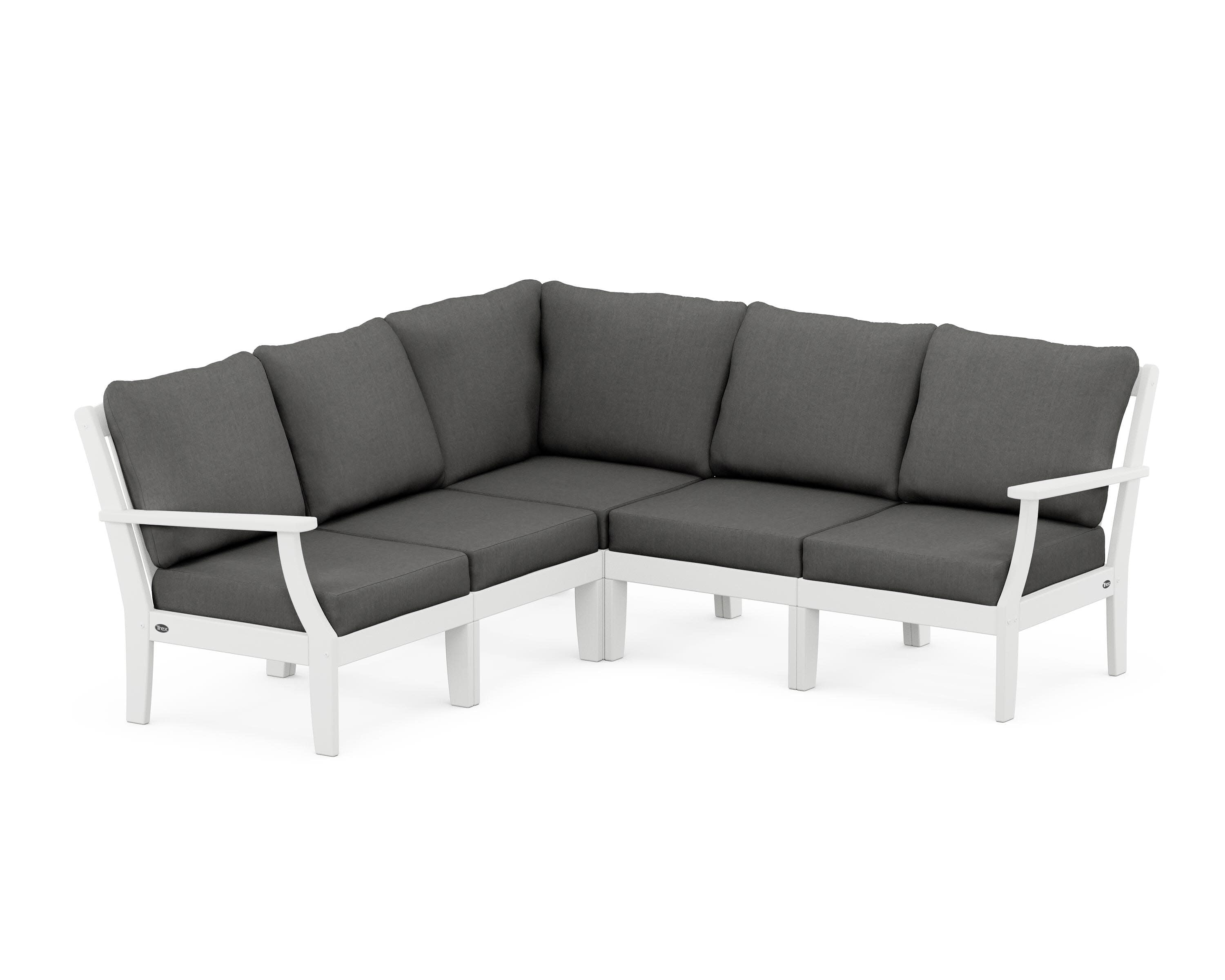 Yacht Club Modular 5-Piece Deep Seating Set in Classic White / Spectrum Carbon
