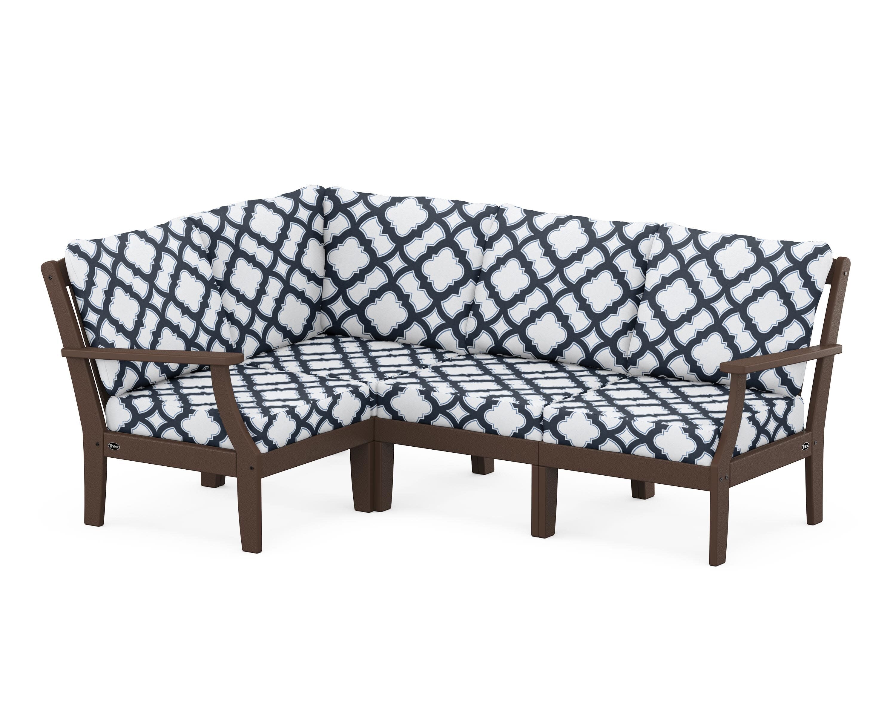 Yacht Club Modular 4-Piece Deep Seating Set in Vintage Lantern / Trellis Marine Indigo