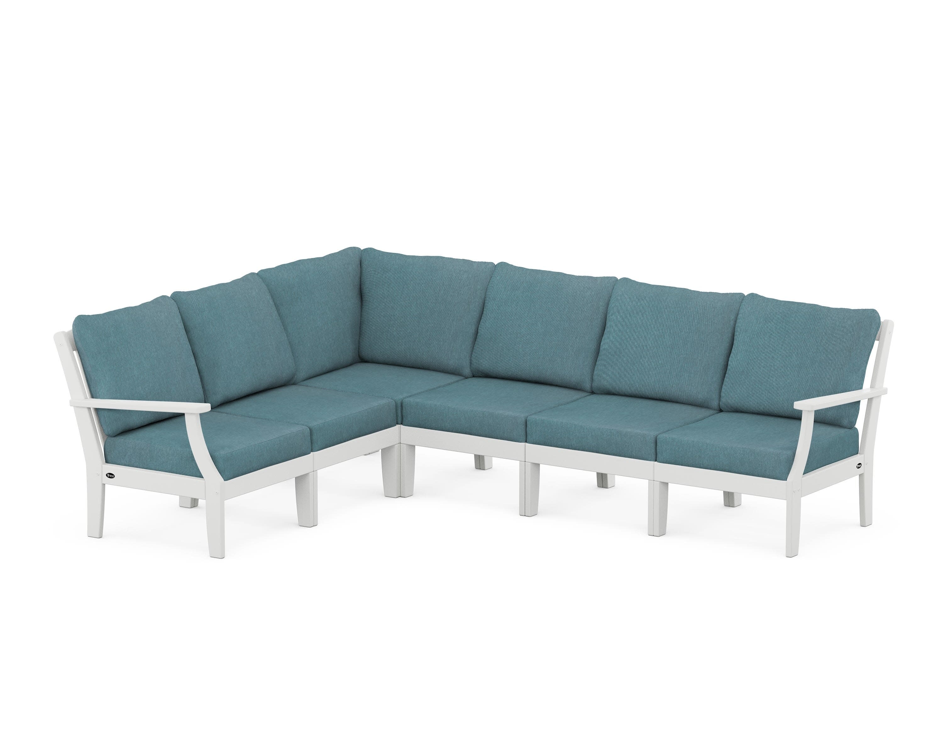 Yacht Club Modular 6-Piece Deep Seating Set in Classic White / Ocean Teal