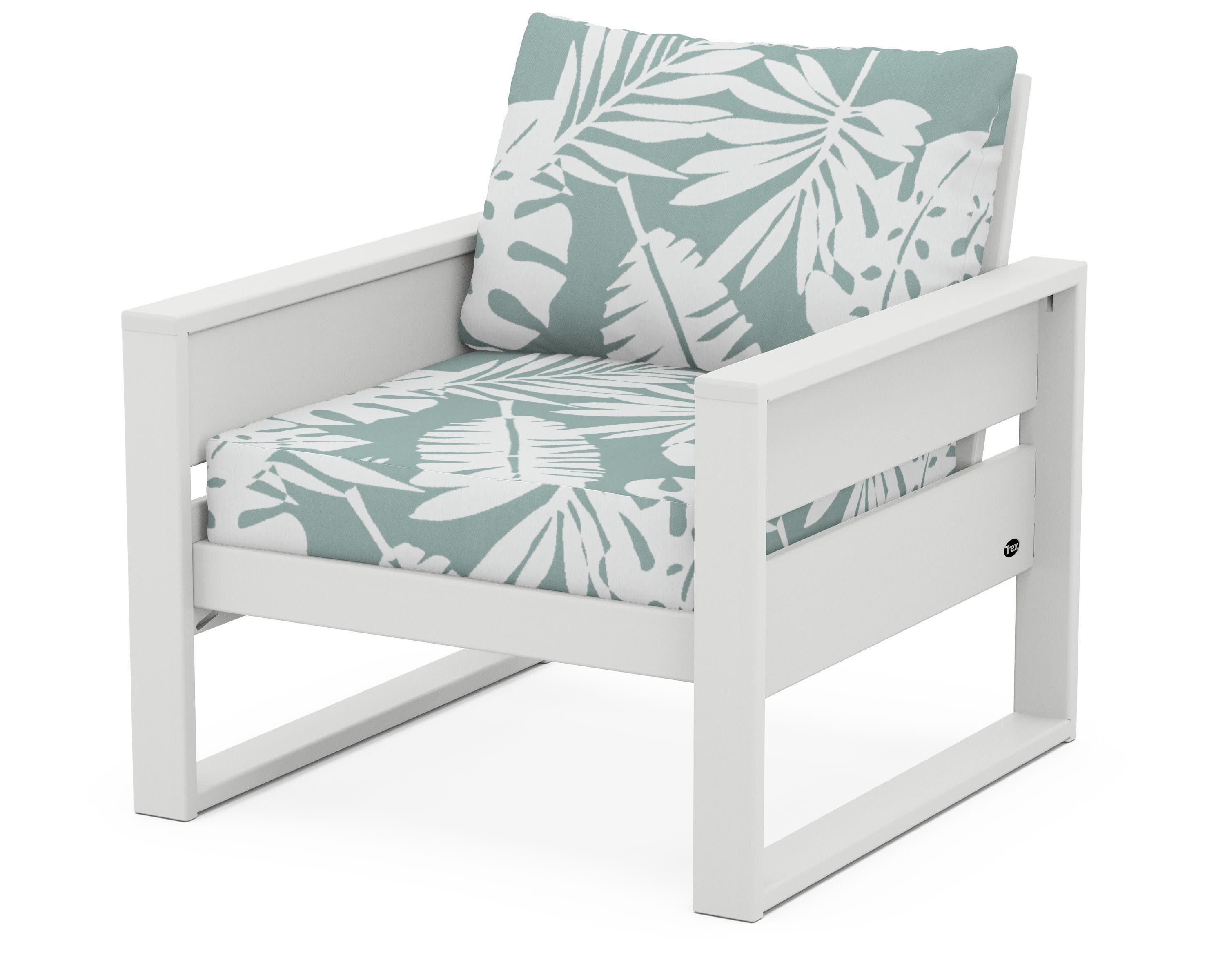 Eastport Club Chair in Classic White / Leaf Glacier Spa
