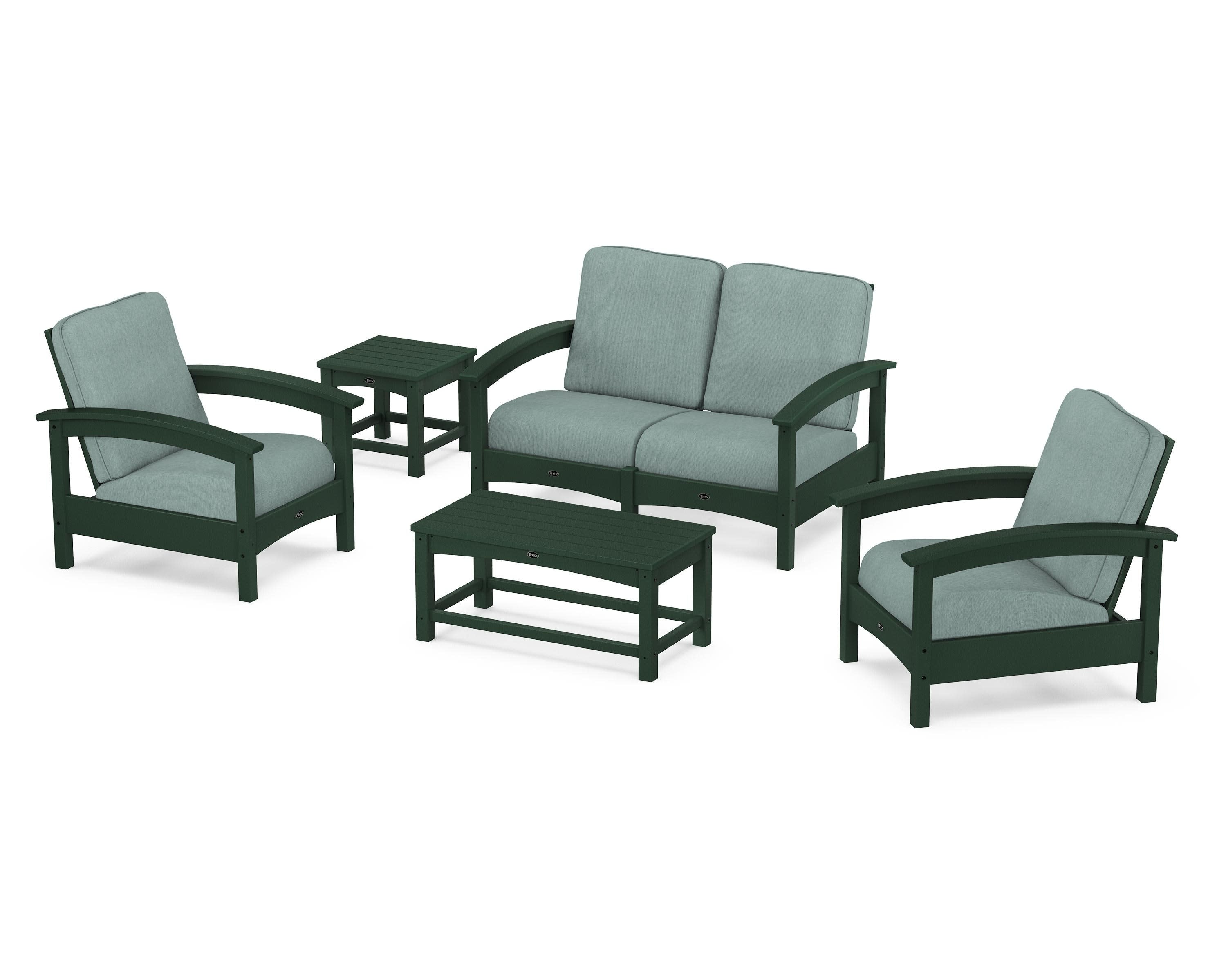 Rockport Club 6-Piece Deep Seating Conversation Set in Rainforest Canopy / Glacier Spa