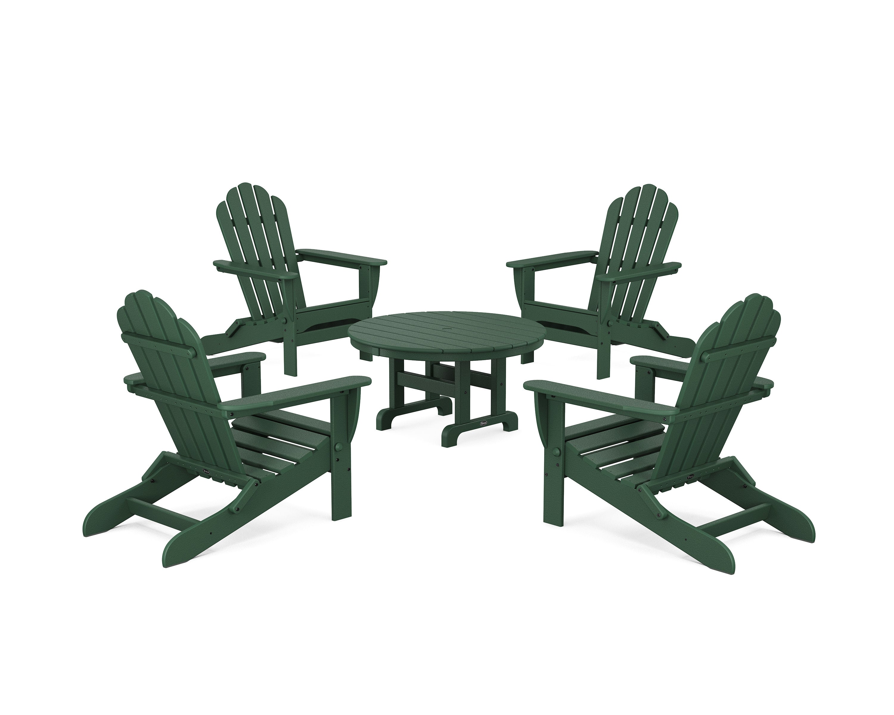 5-Piece Monterey Bay Folding Adirondack Chair Conversation Group in Rainforest Canopy
