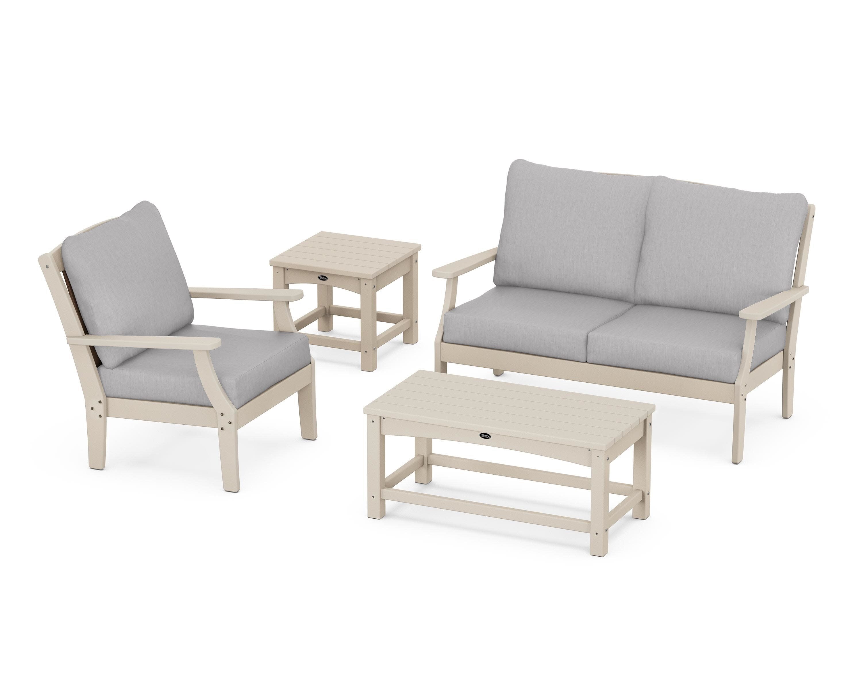 Yacht Club 4-Piece Deep Seating Set in Sand Castle / Granite
