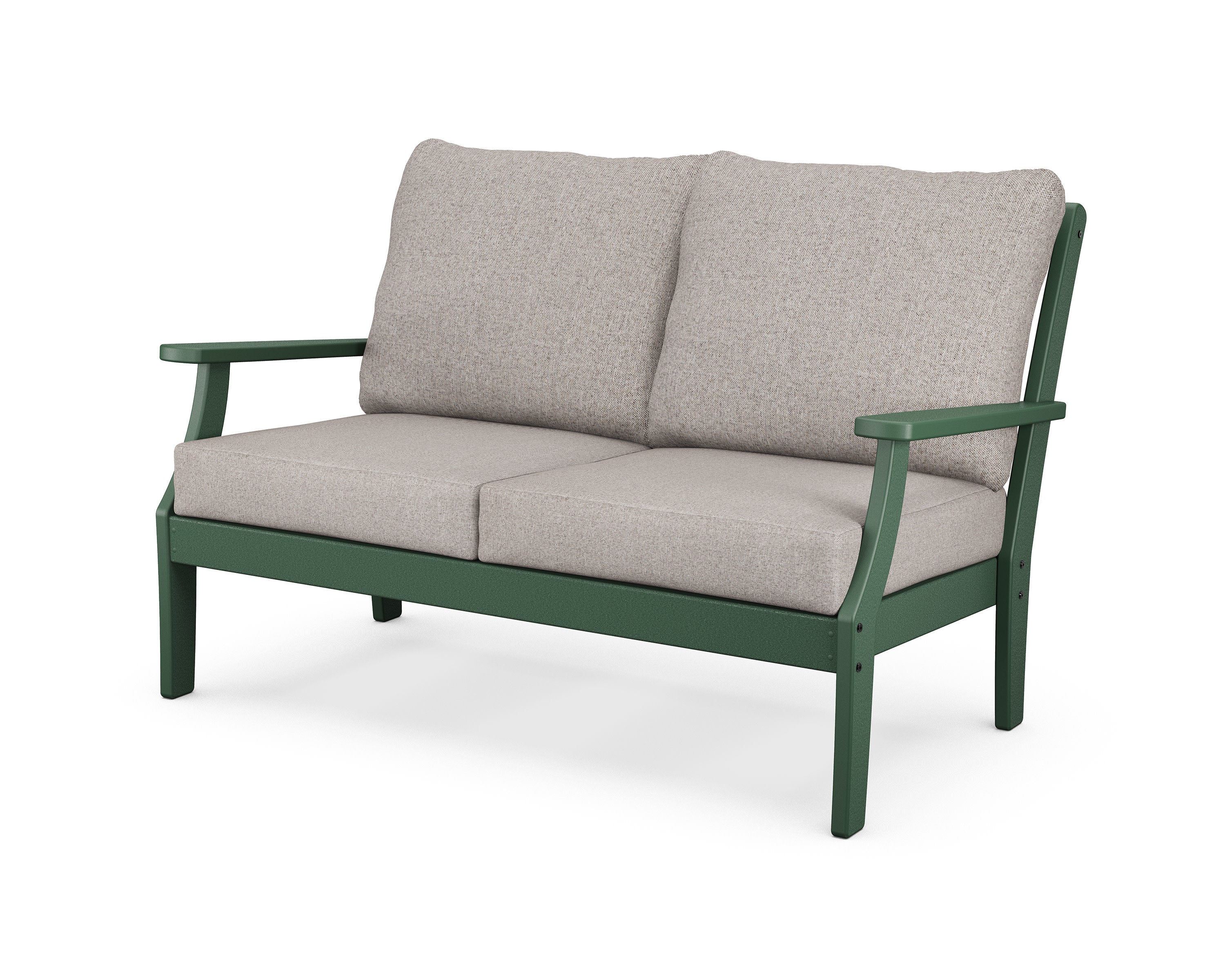 Yacht Club Deep Seating Loveseat in Rainforest Canopy / Weathered Tweed