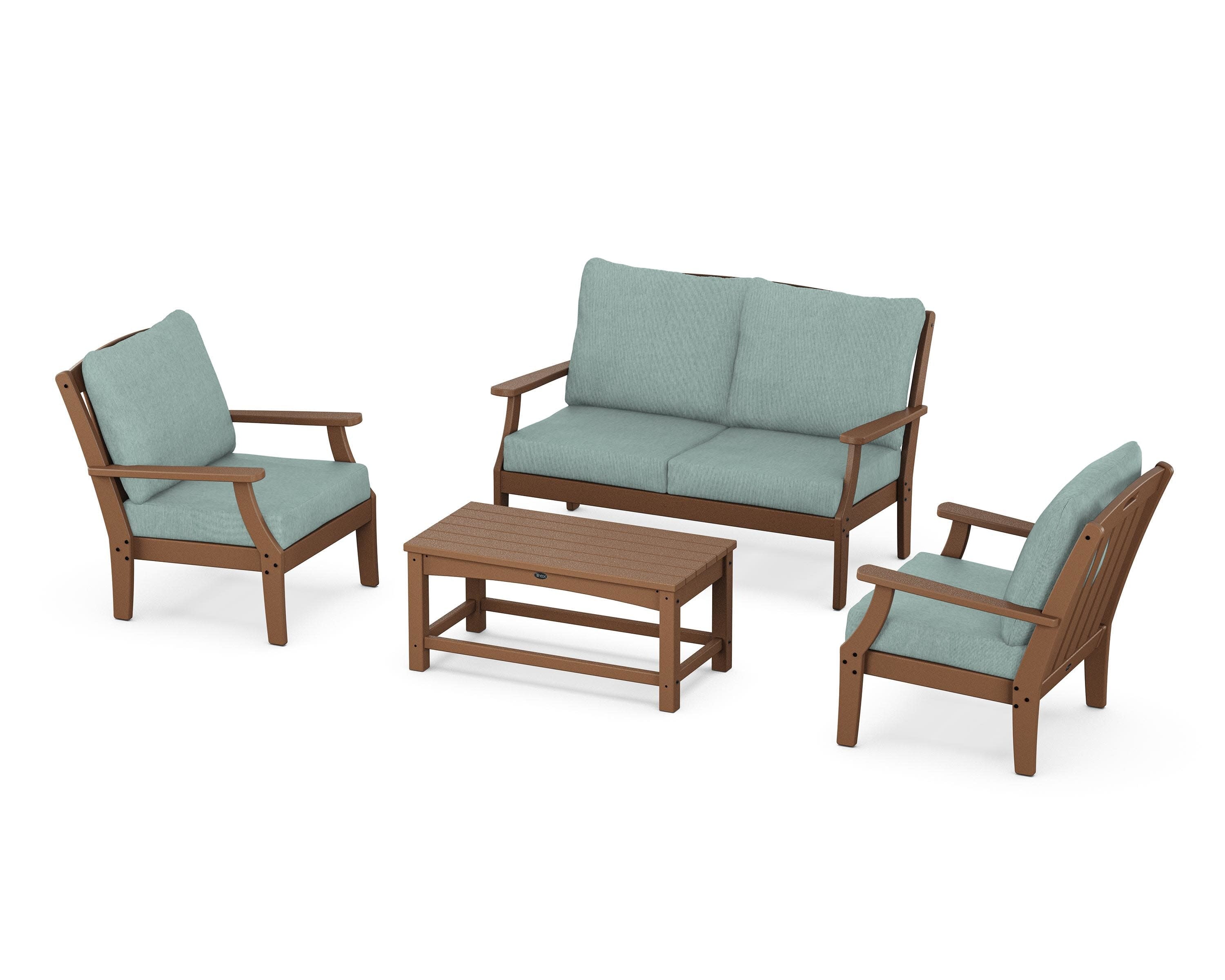 Yacht Club 4-Piece Deep Seating Chair Set in Tree House / Glacier Spa