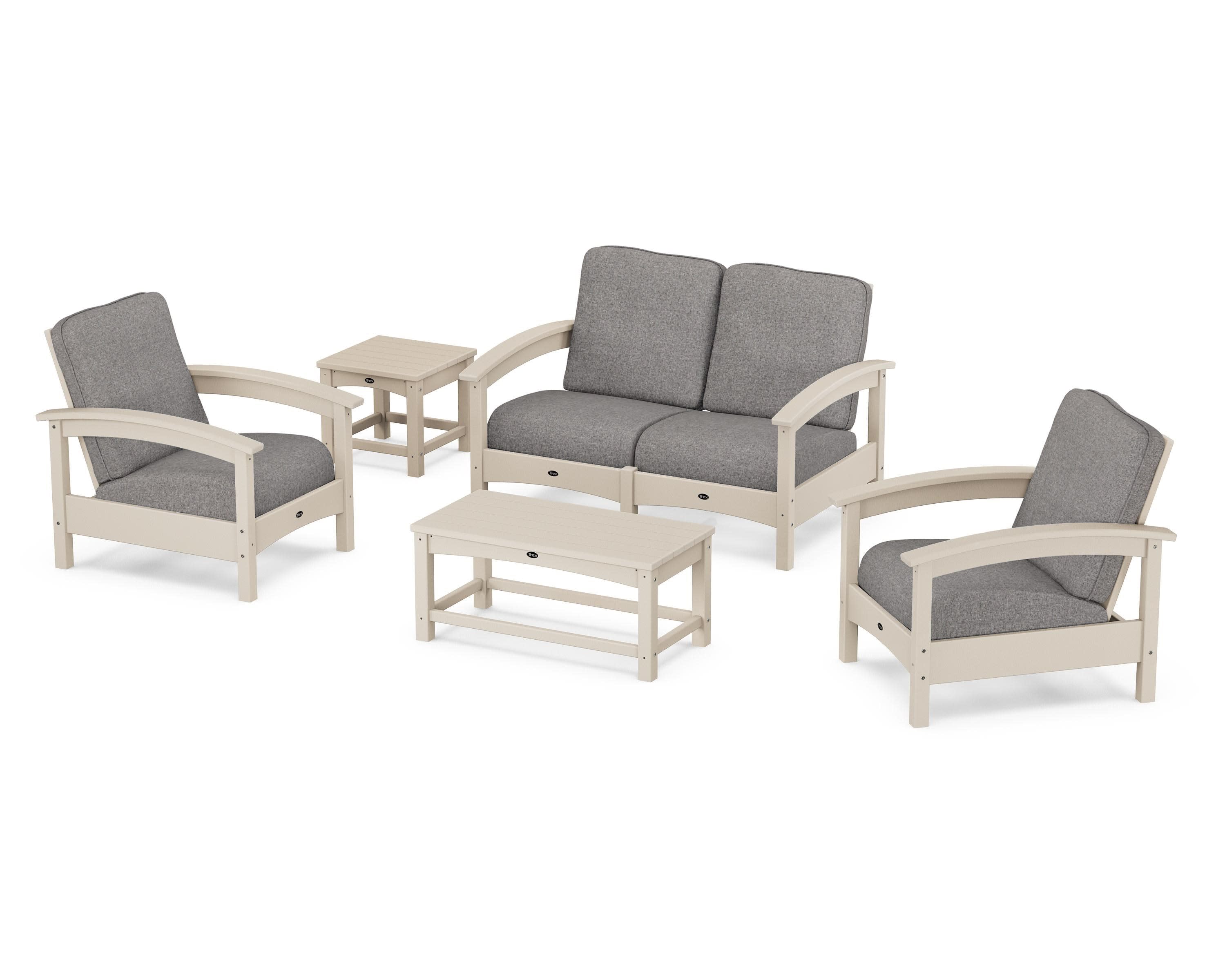 Rockport Club 6-Piece Deep Seating Conversation Set in Sand Castle / Grey Mist
