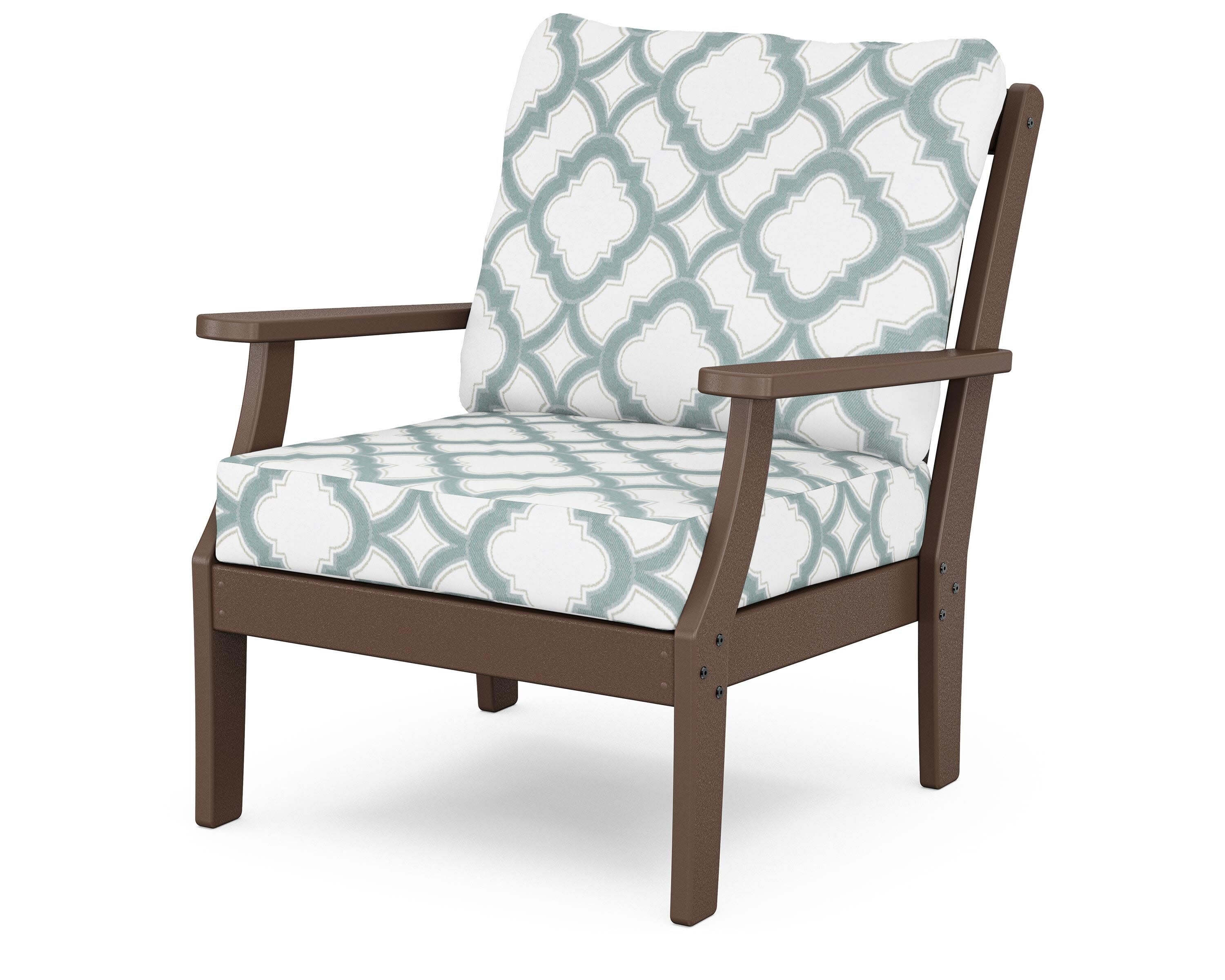 Yacht Club Deep Seating Chair in Vintage Lantern / Trellis Glacier Spa
