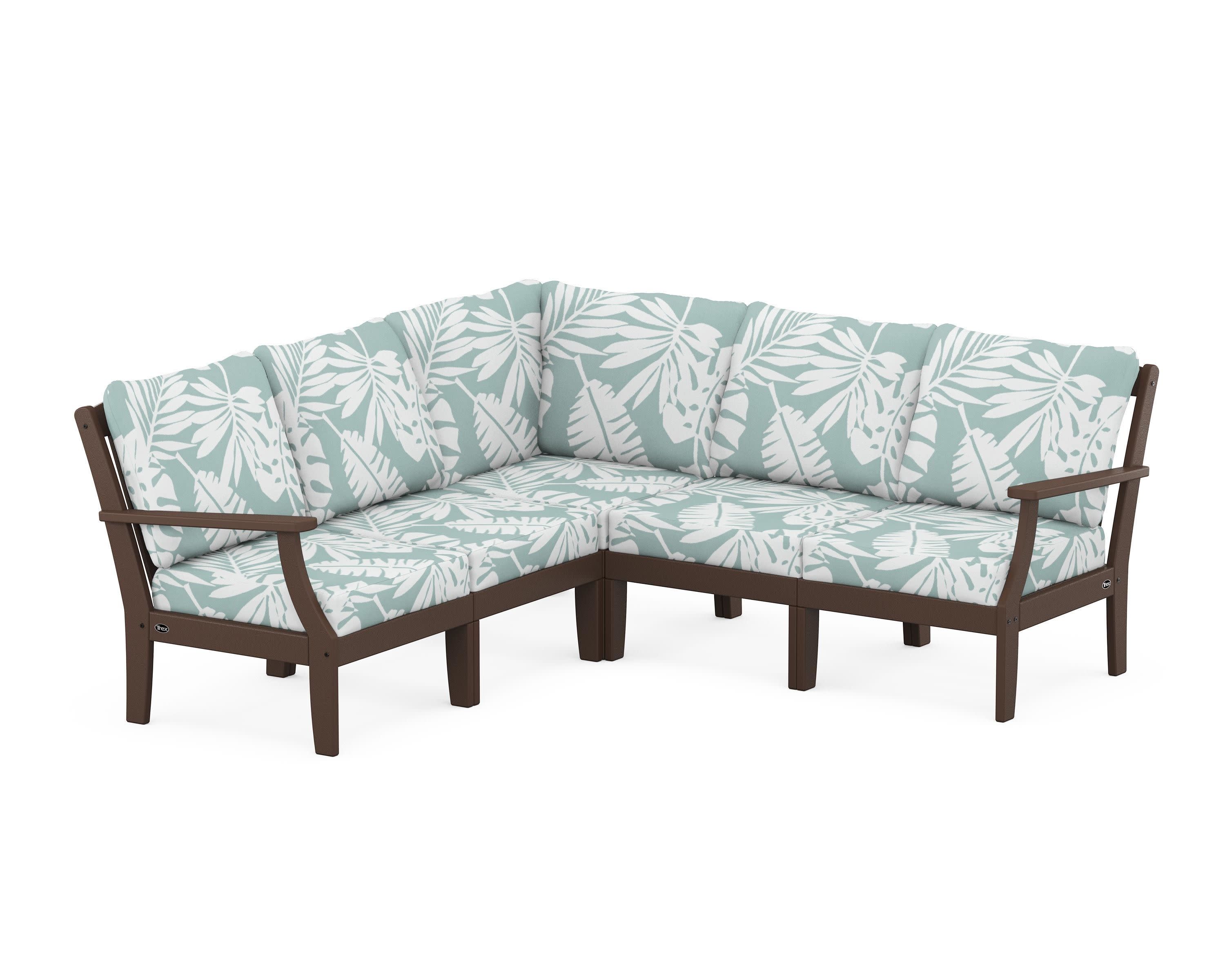Yacht Club Modular 5-Piece Deep Seating Set in Vintage Lantern / Leaf Glacier Spa