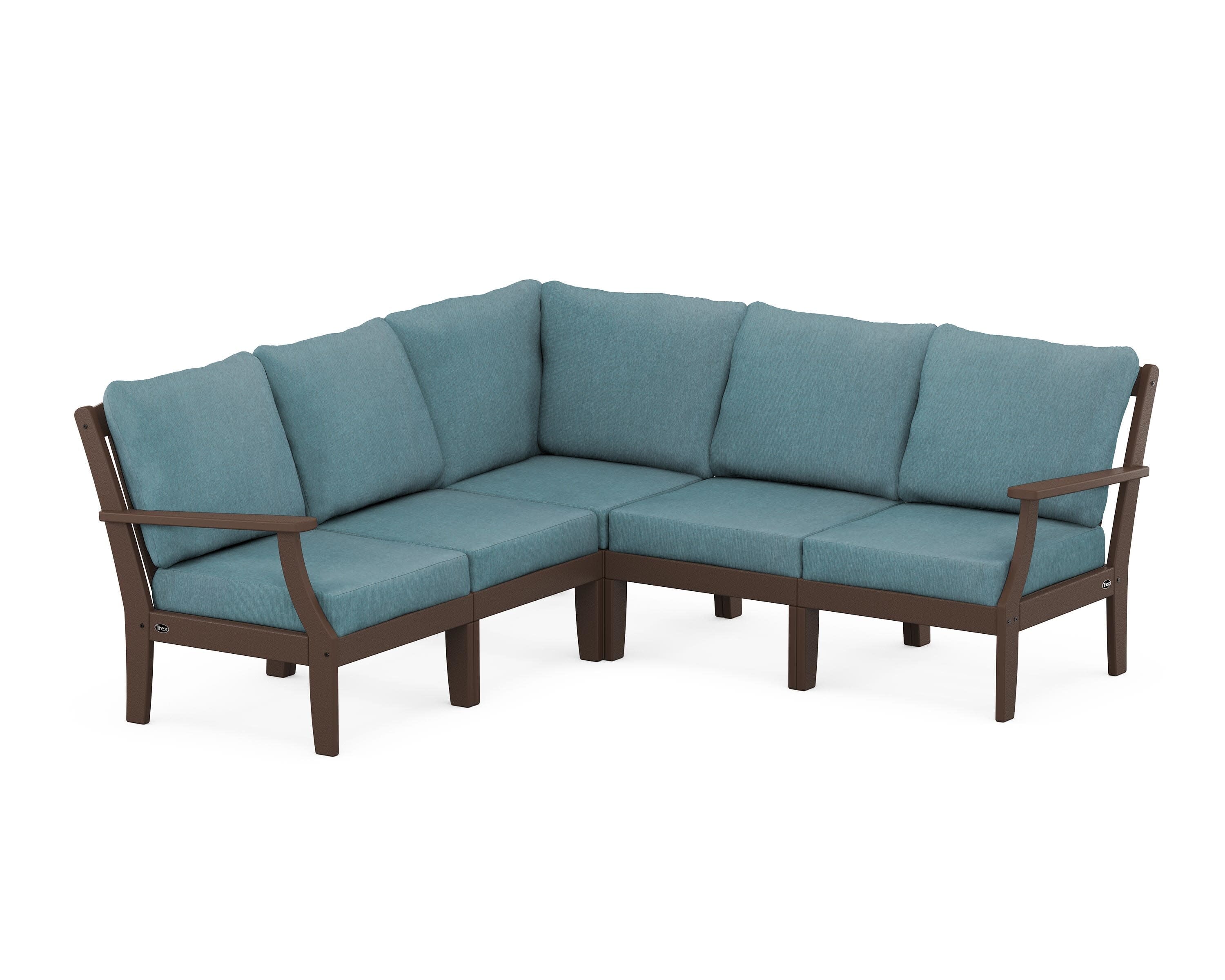 Yacht Club Modular 5-Piece Deep Seating Set in Vintage Lantern / Ocean Teal