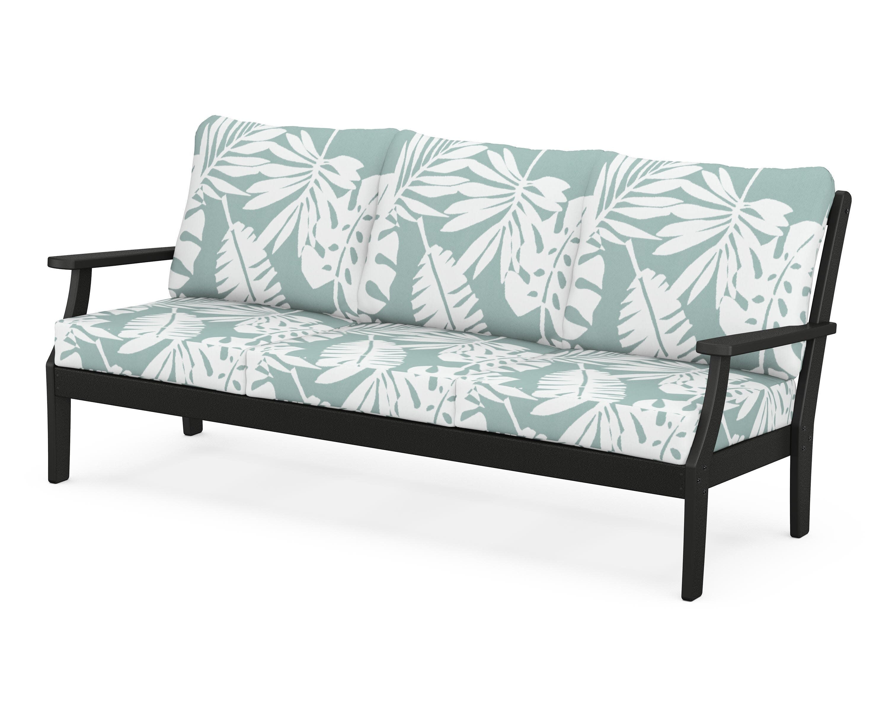 Yacht Club Deep Seating Sofa in Charcoal Black / Leaf Glacier Spa