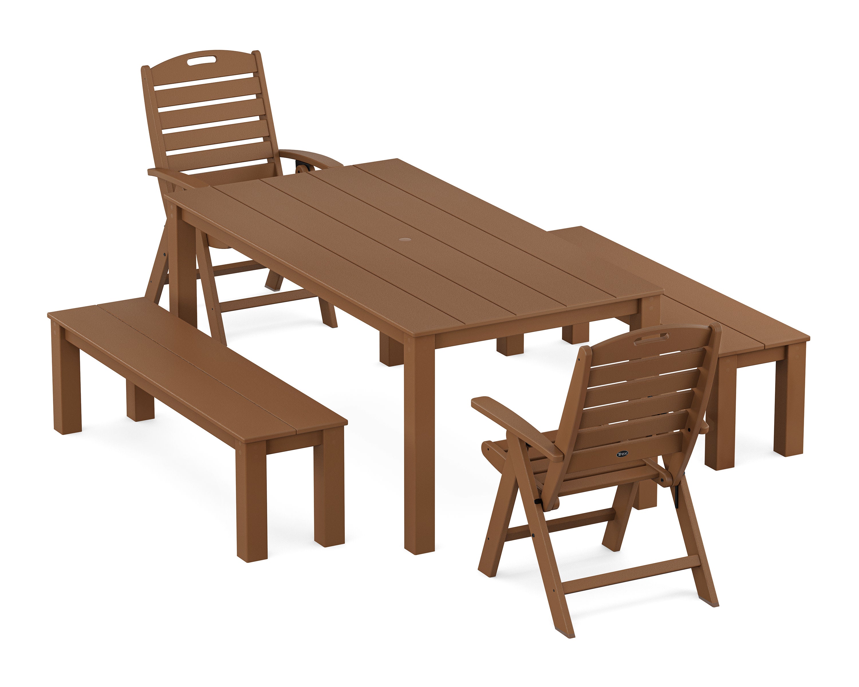 Yacht Club Highback Chair 5-Piece Parsons Dining Set with Benches in Tree House