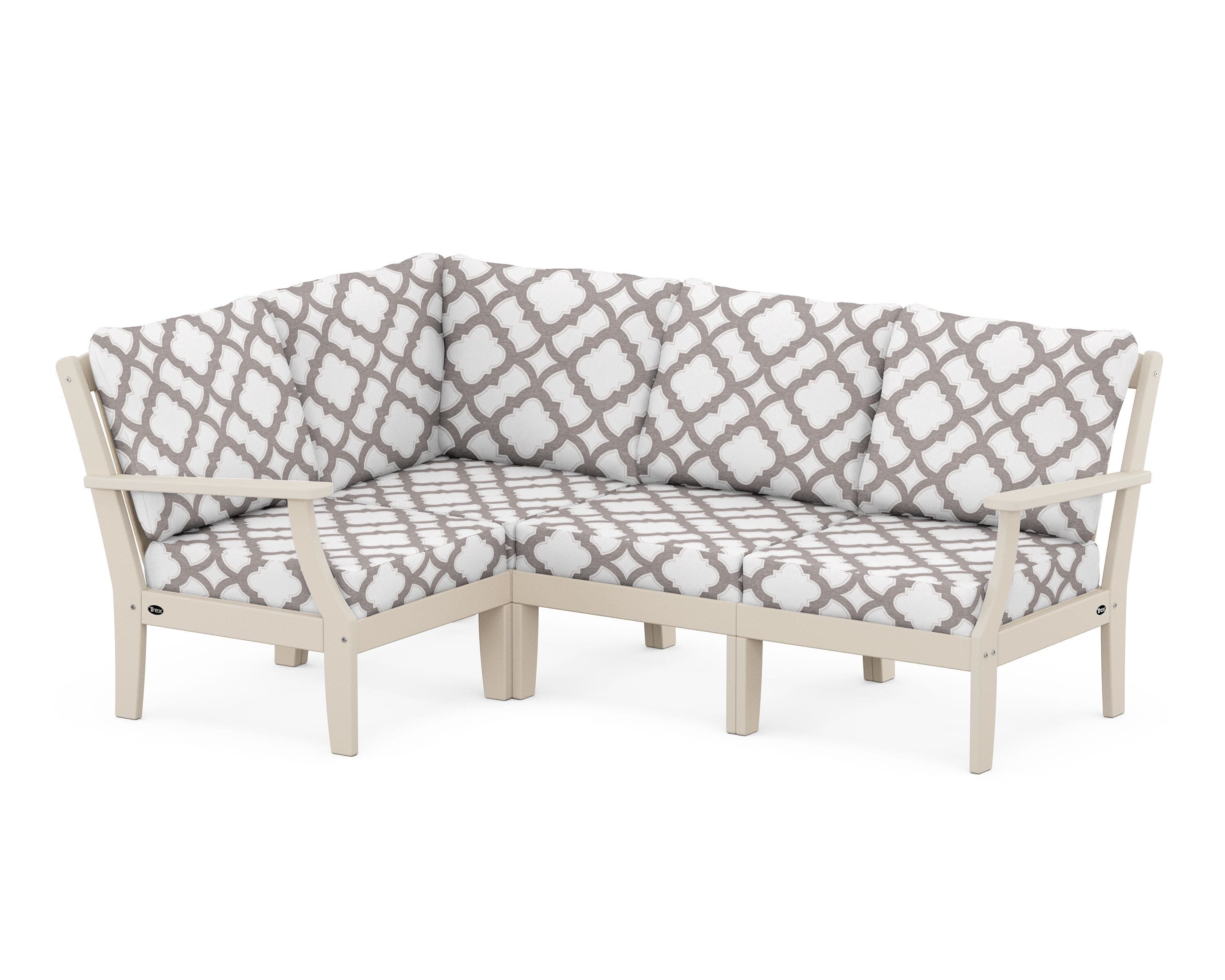 Yacht Club Modular 4-Piece Deep Seating Set in Sand Castle / Trellis Grey Mist