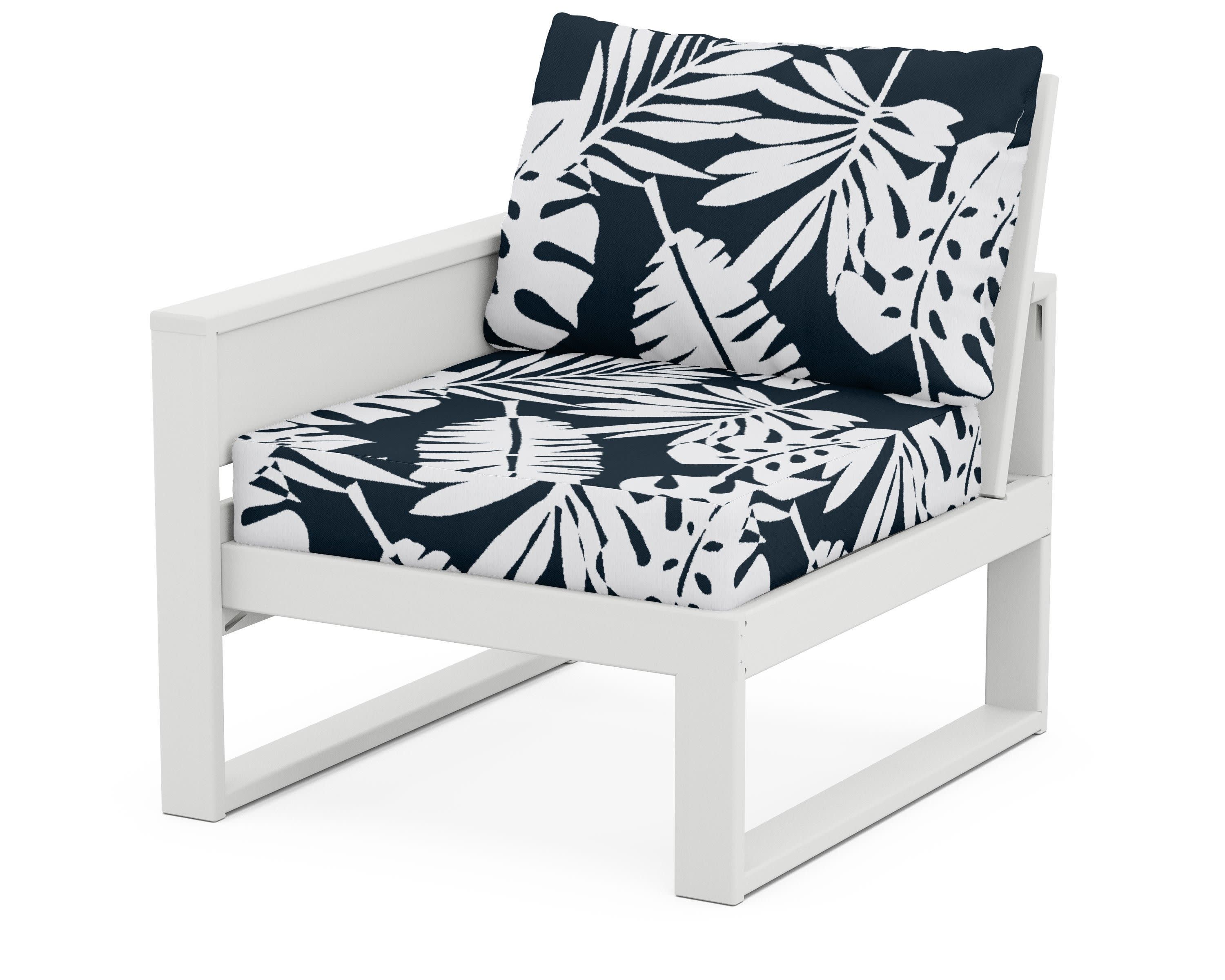 Eastport Modular Left Arm Chair in Classic White / Leaf Marine Indigo