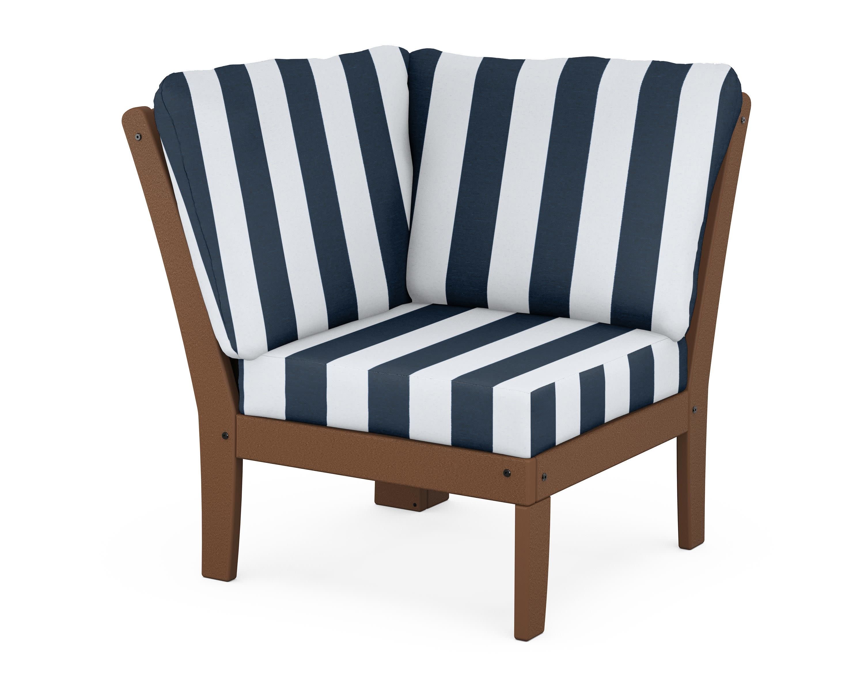 Yacht Club Modular Corner Chair in Tree House / Cabana Stripe Marine Indigo