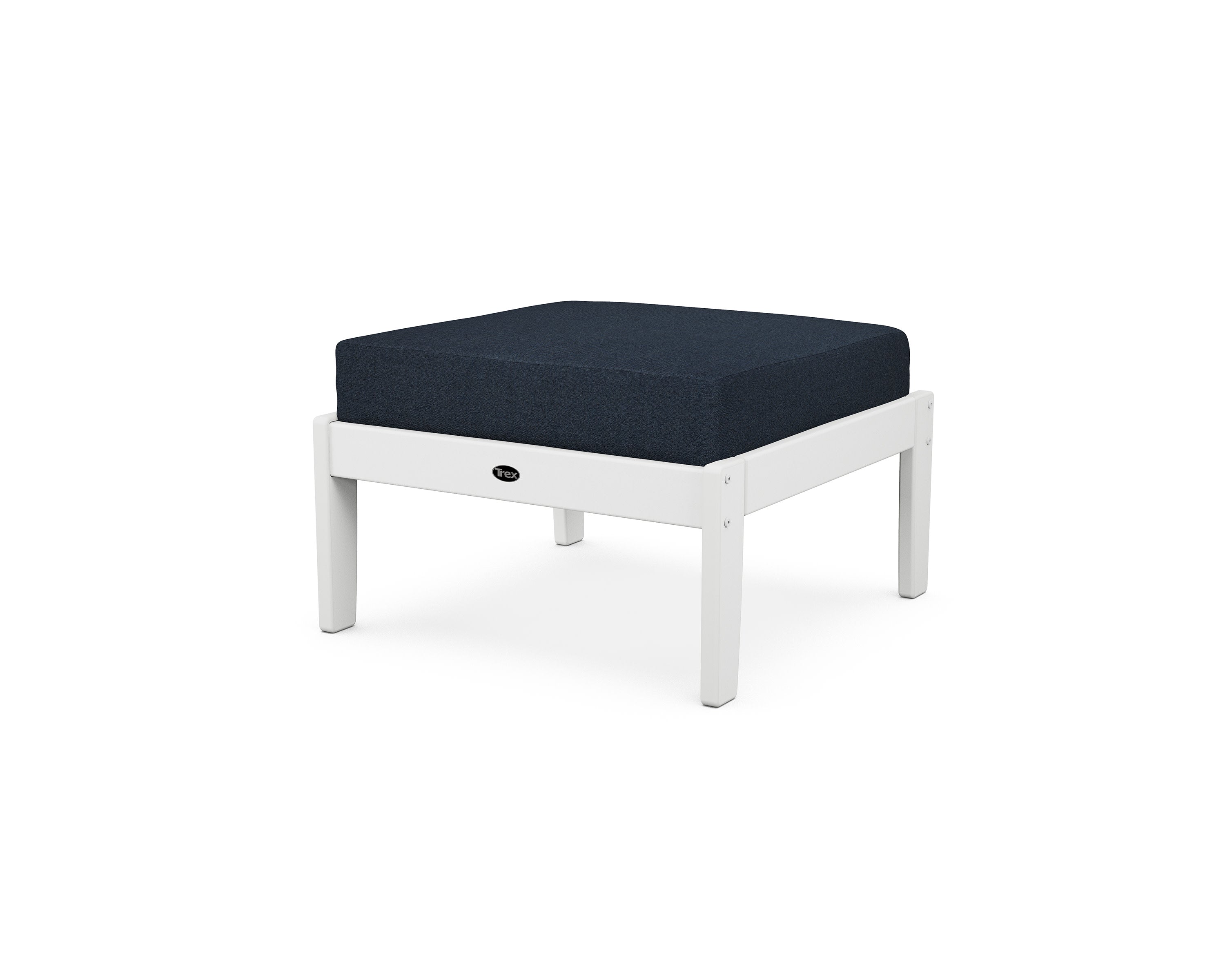 Yacht Club Deep Seating Ottoman in Classic White / Marine Indigo