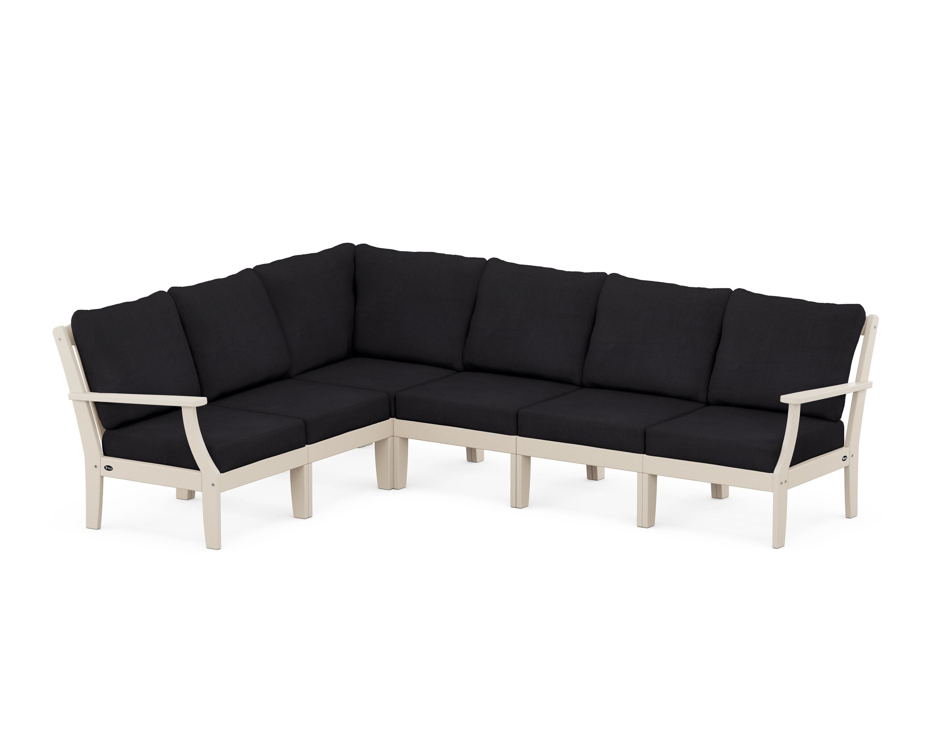 Yacht Club Modular 6-Piece Deep Seating Set in Sand Castle / Midnight Linen