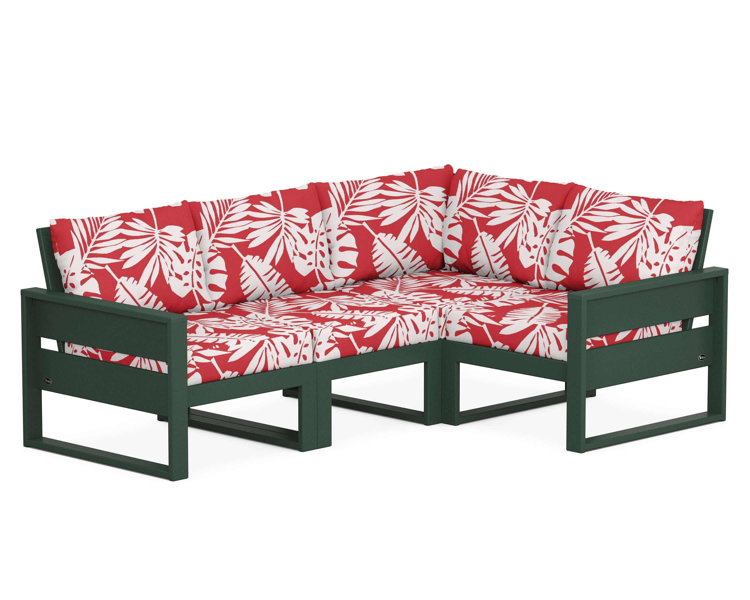 Eastport 4- Piece Sectional in Rainforest Canopy / Leaf Crimson