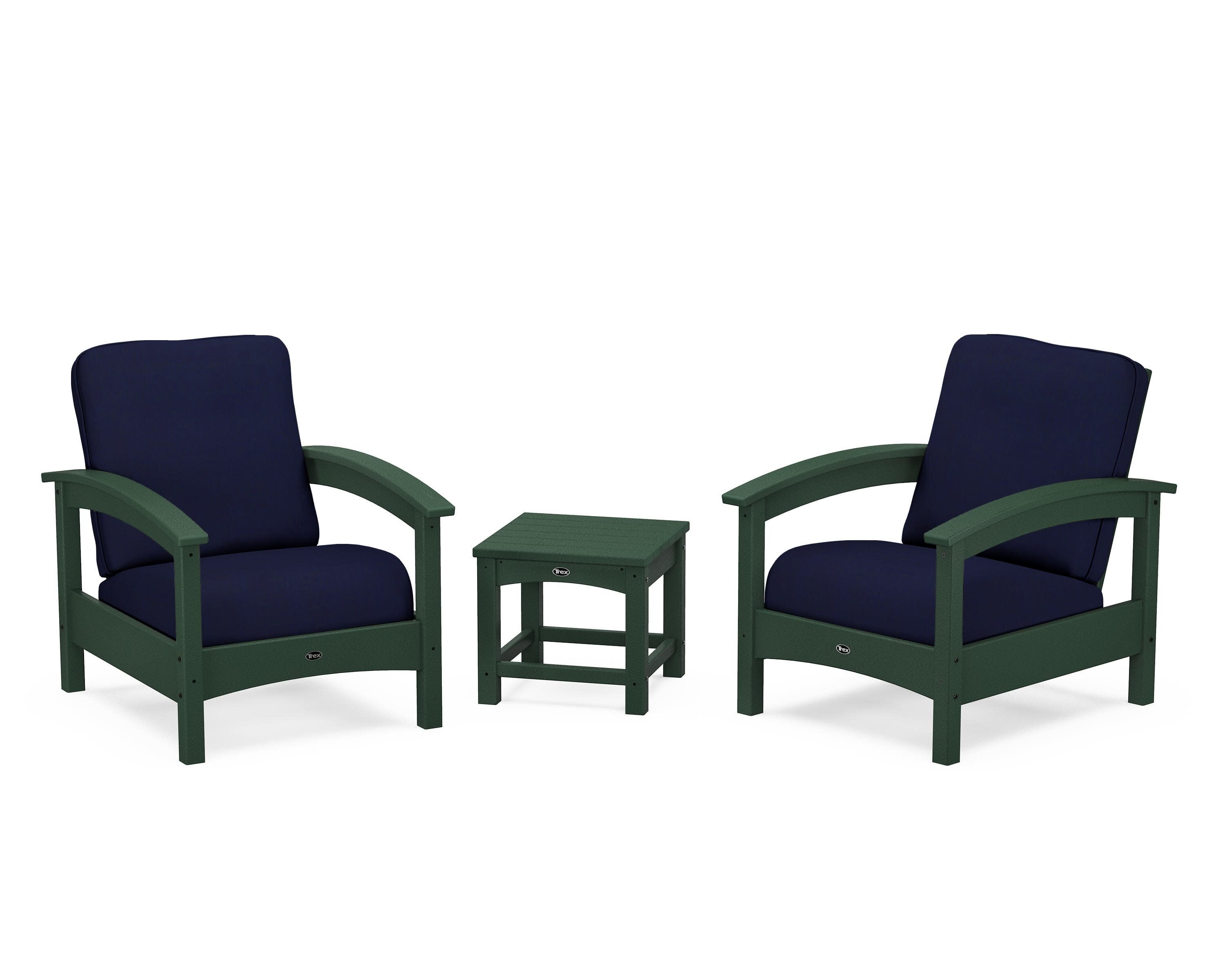 Rockport Club 3-Piece Deep Seating Conversation Set in Rainforest Canopy / Navy