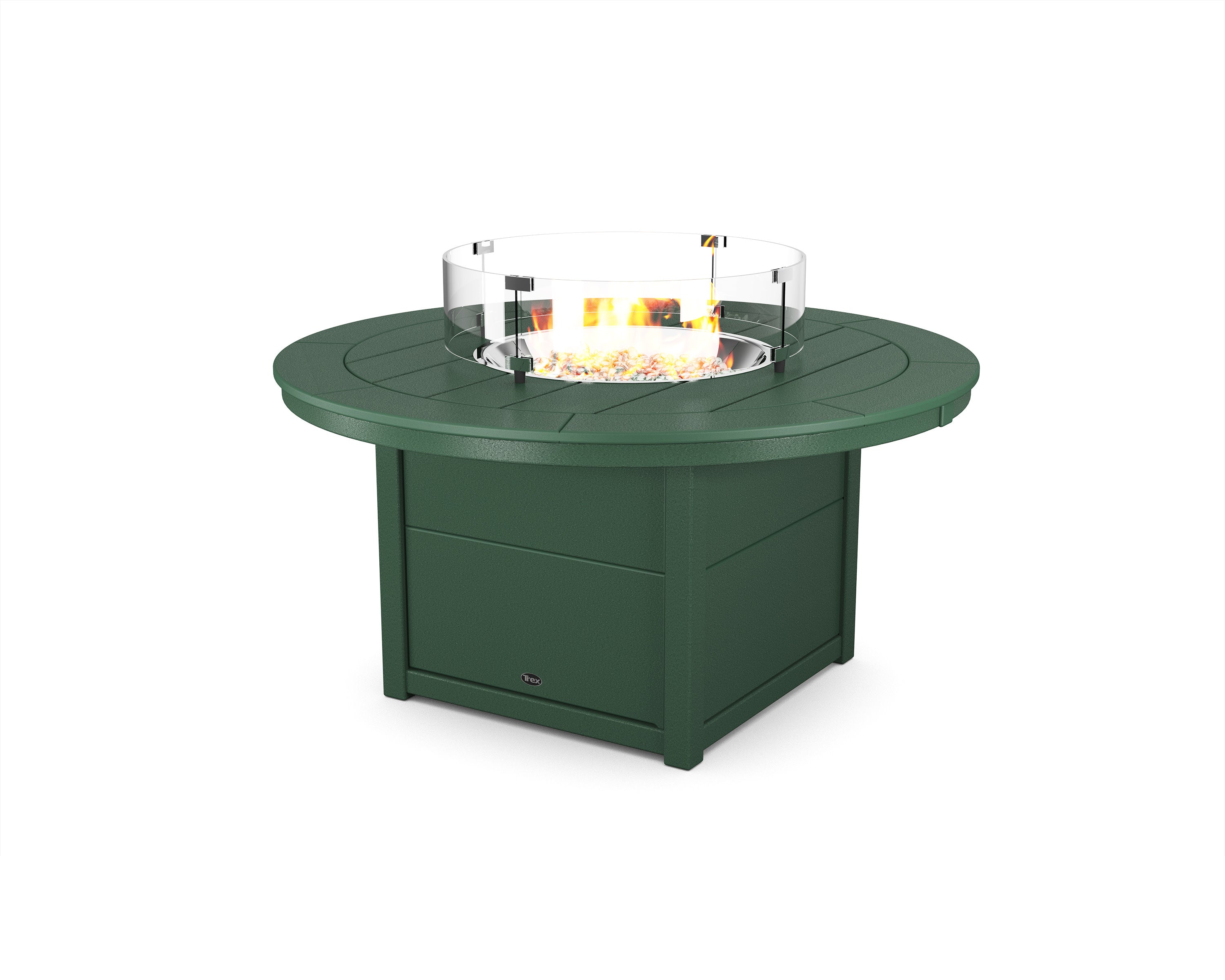 Trex Round 48 Fire Pit Table in Rainforest Canopy