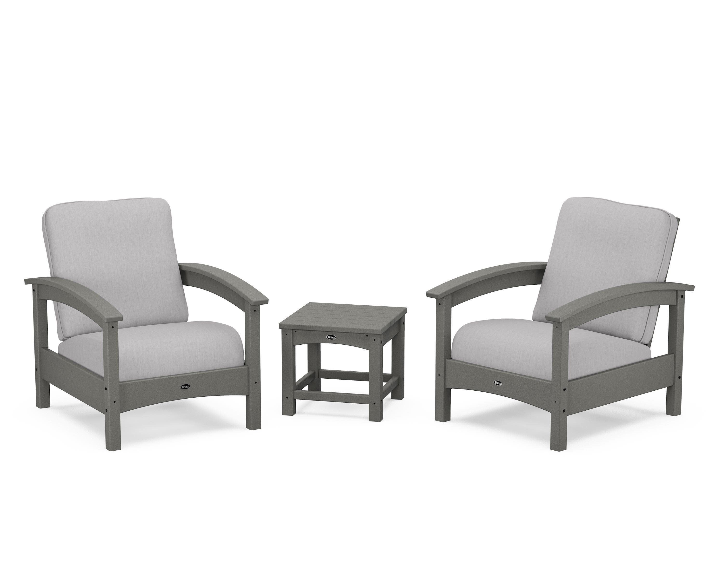 Rockport Club 3-Piece Deep Seating Conversation Set in Stepping Stone / Granite