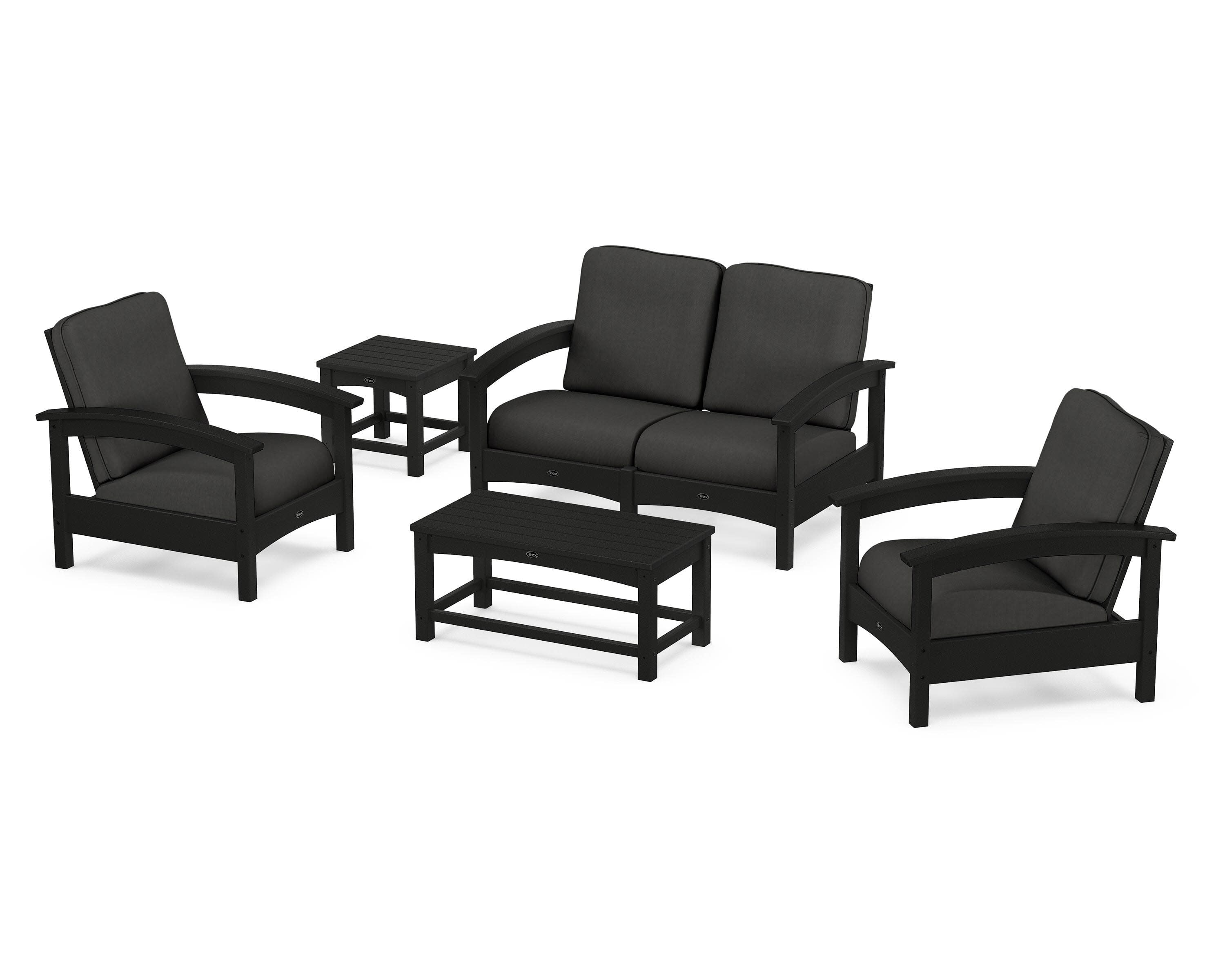 Rockport Club 6-Piece Deep Seating Conversation Set in Charcoal Black / Spectrum Carbon
