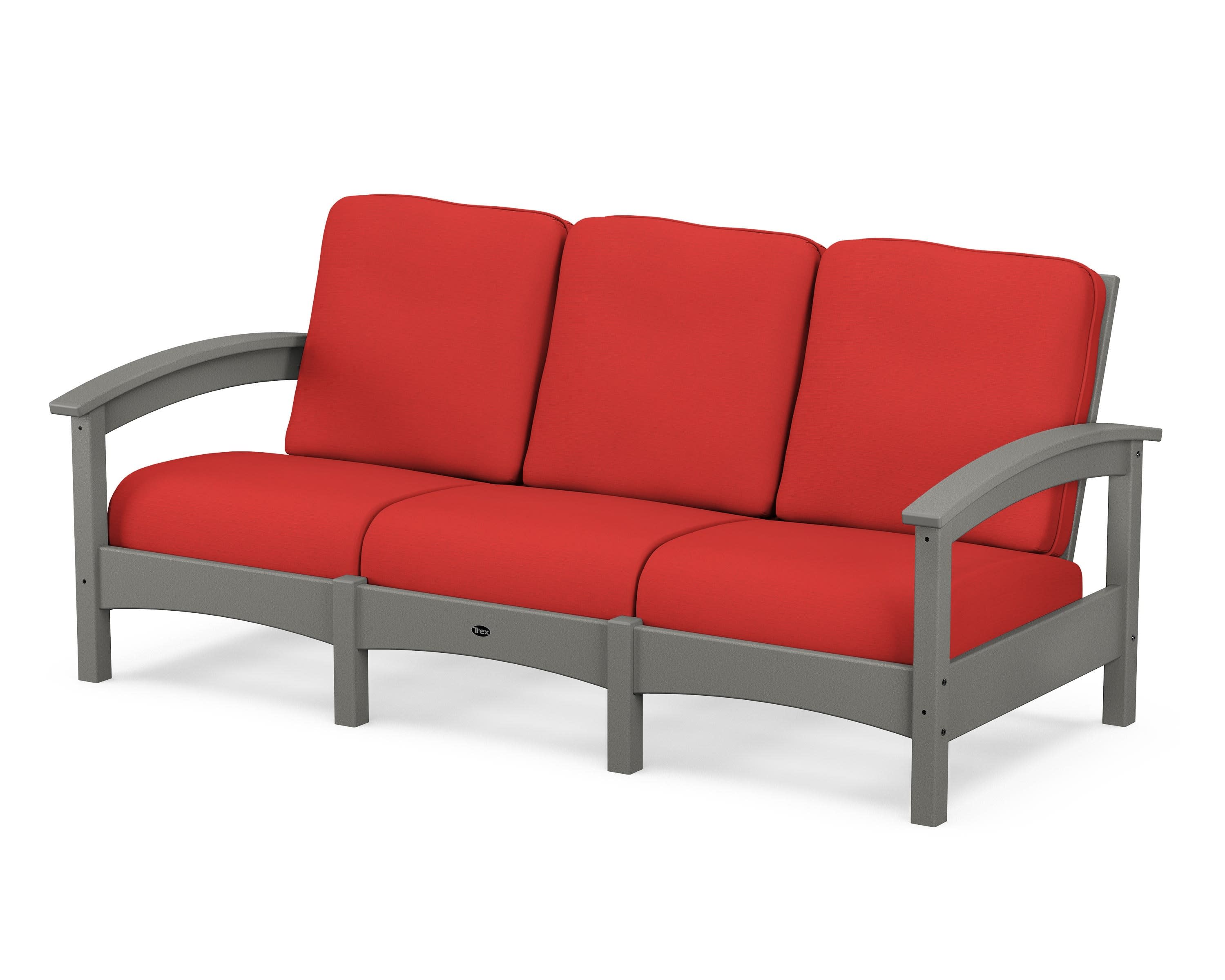 Rockport Club Sofa in Stepping Stone / Crimson Linen