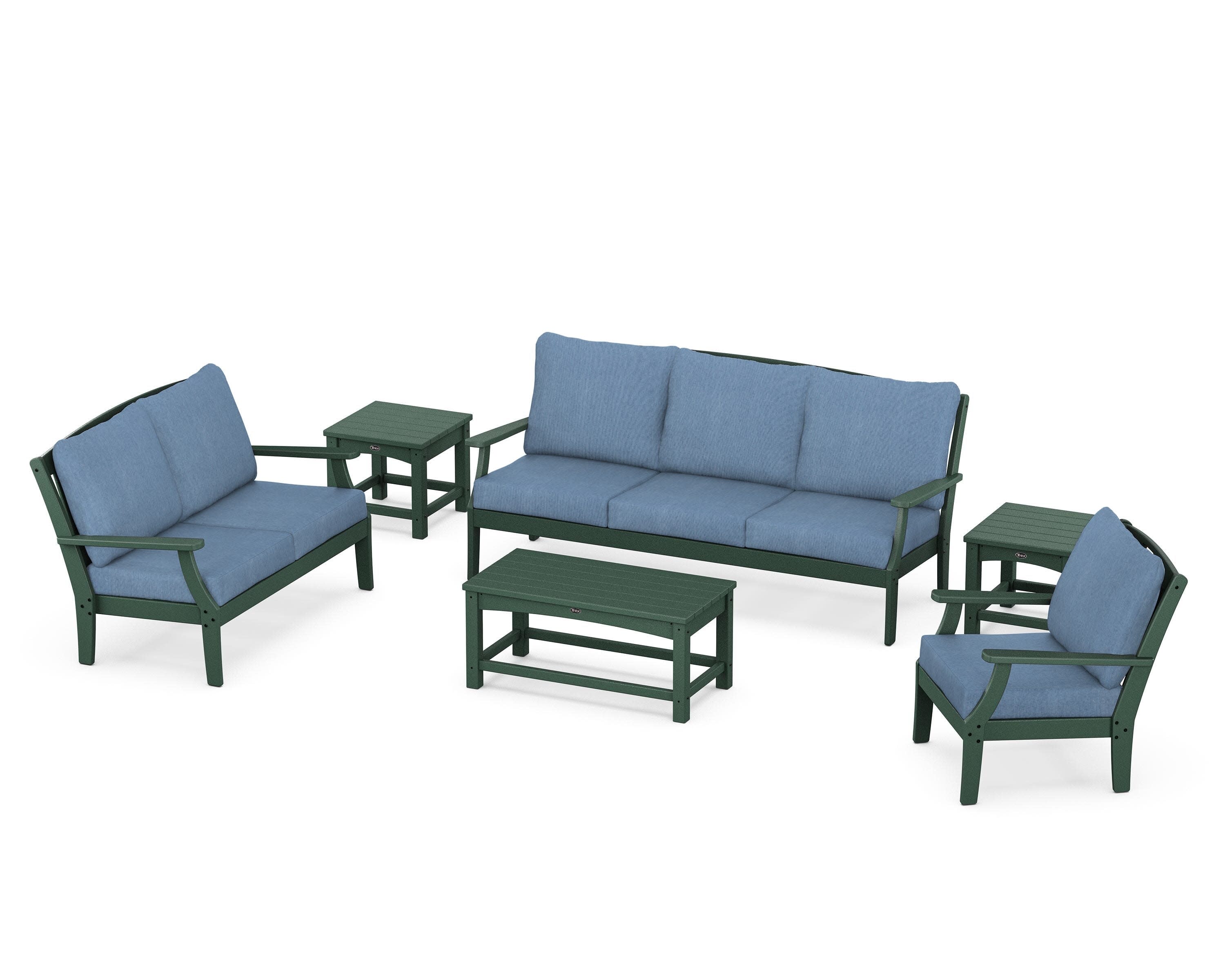 Yacht Club 6-Piece Deep Seating Set in Rainforest Canopy / Sky Blue