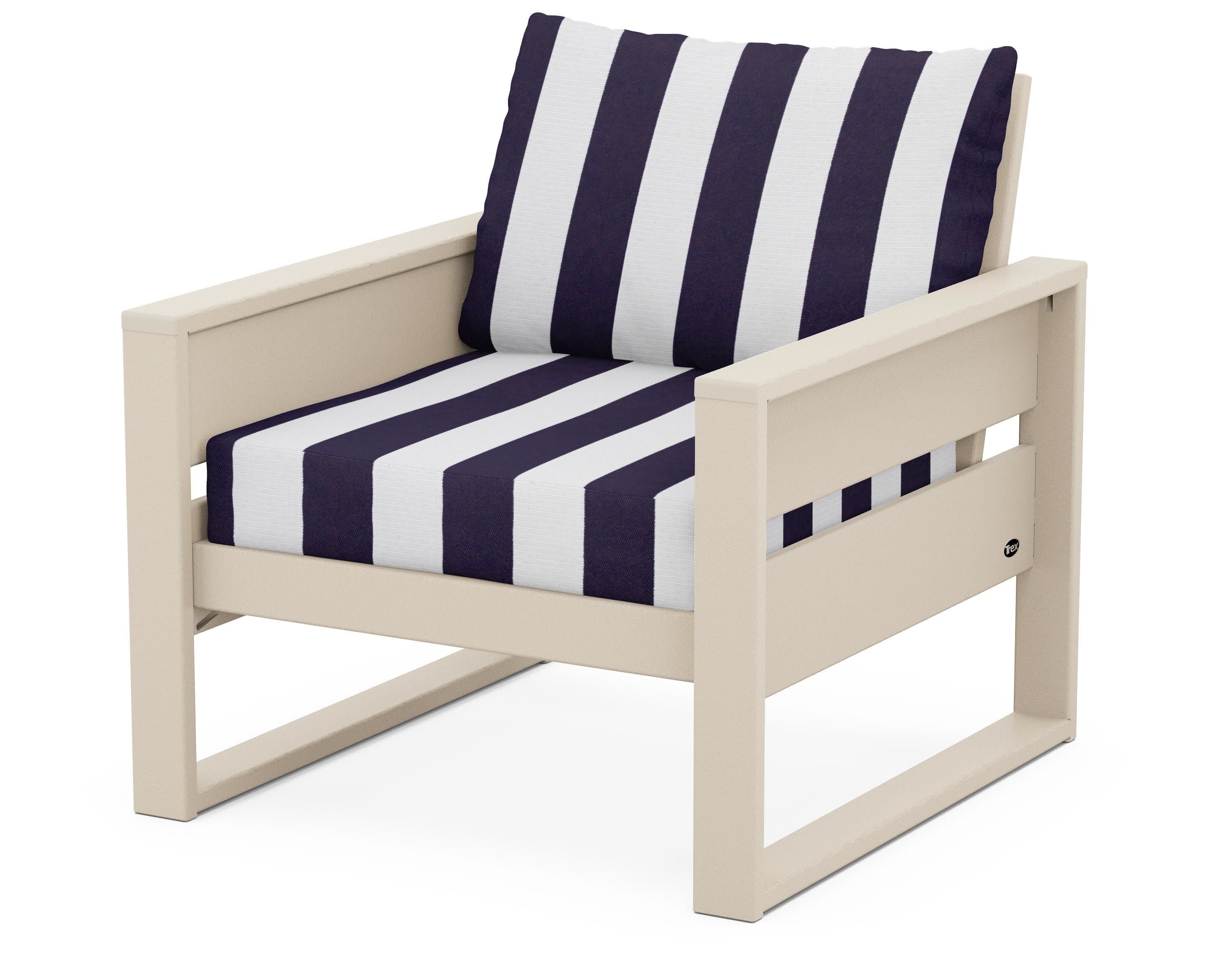 Eastport Club Chair in Sand Castle / Cabana Stripe Navy