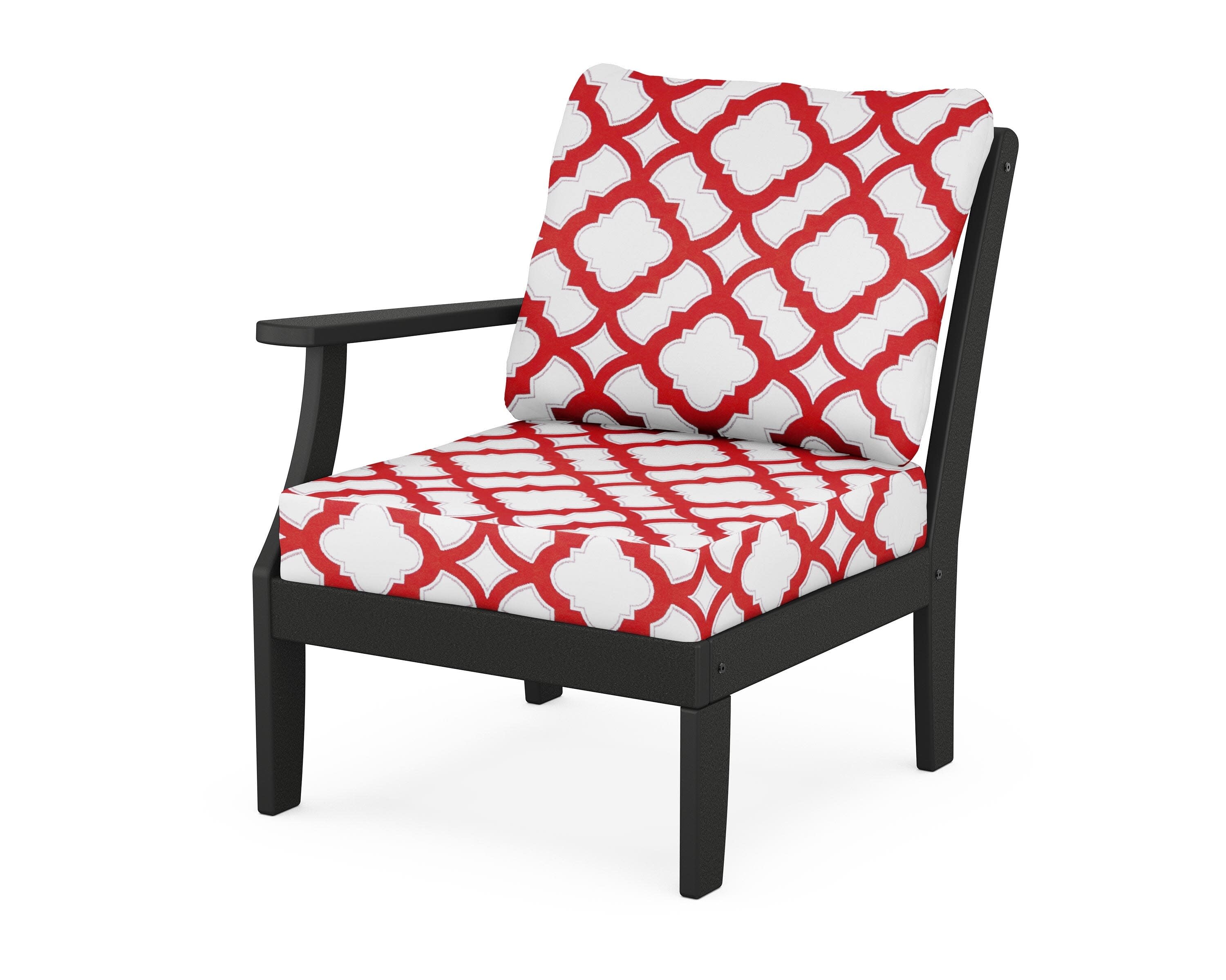 Yacht Club Modular Left Arm Chair in Charcoal Black / Trellis Crimson