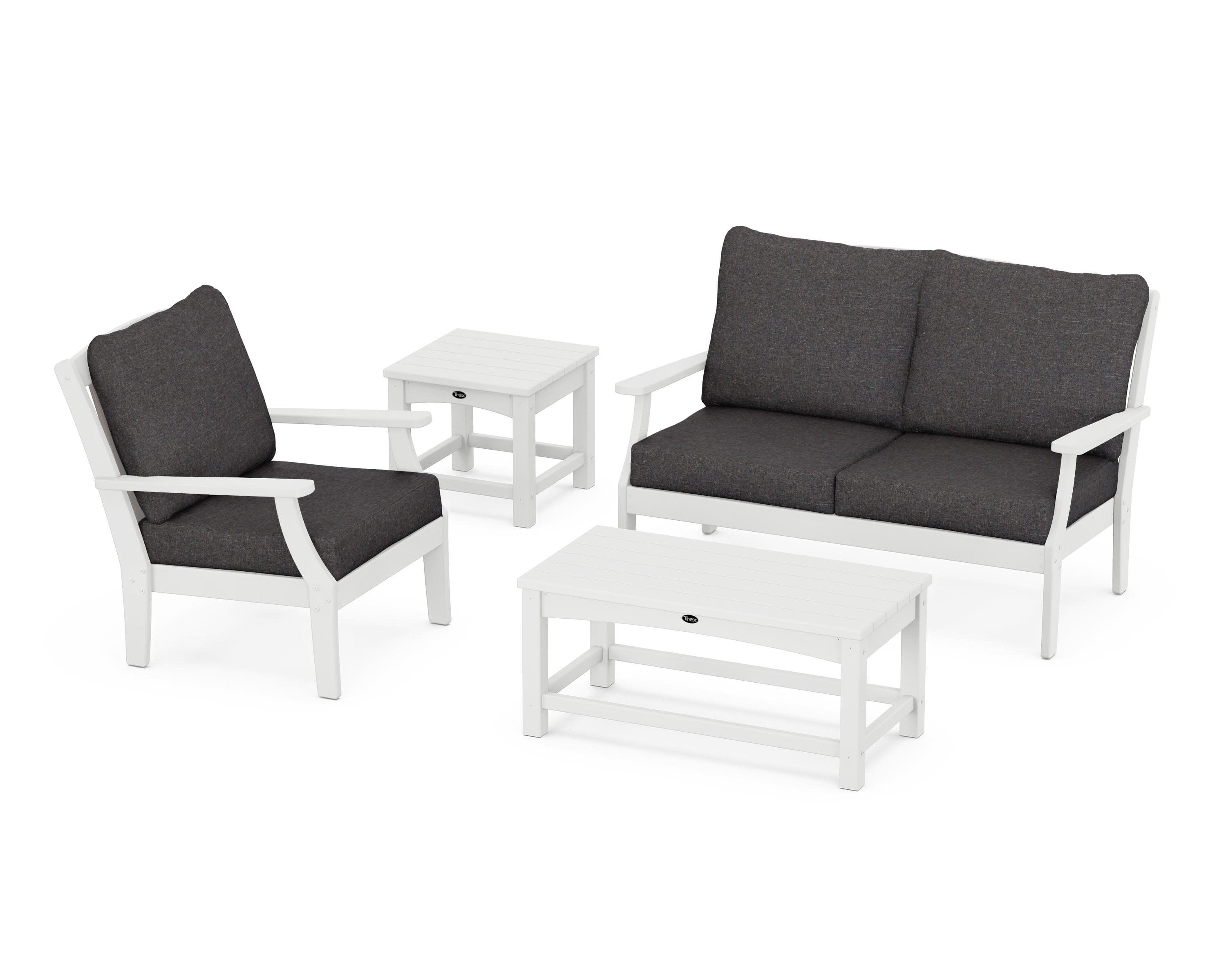 Yacht Club 4-Piece Deep Seating Set in Classic White / Ash Charcoal