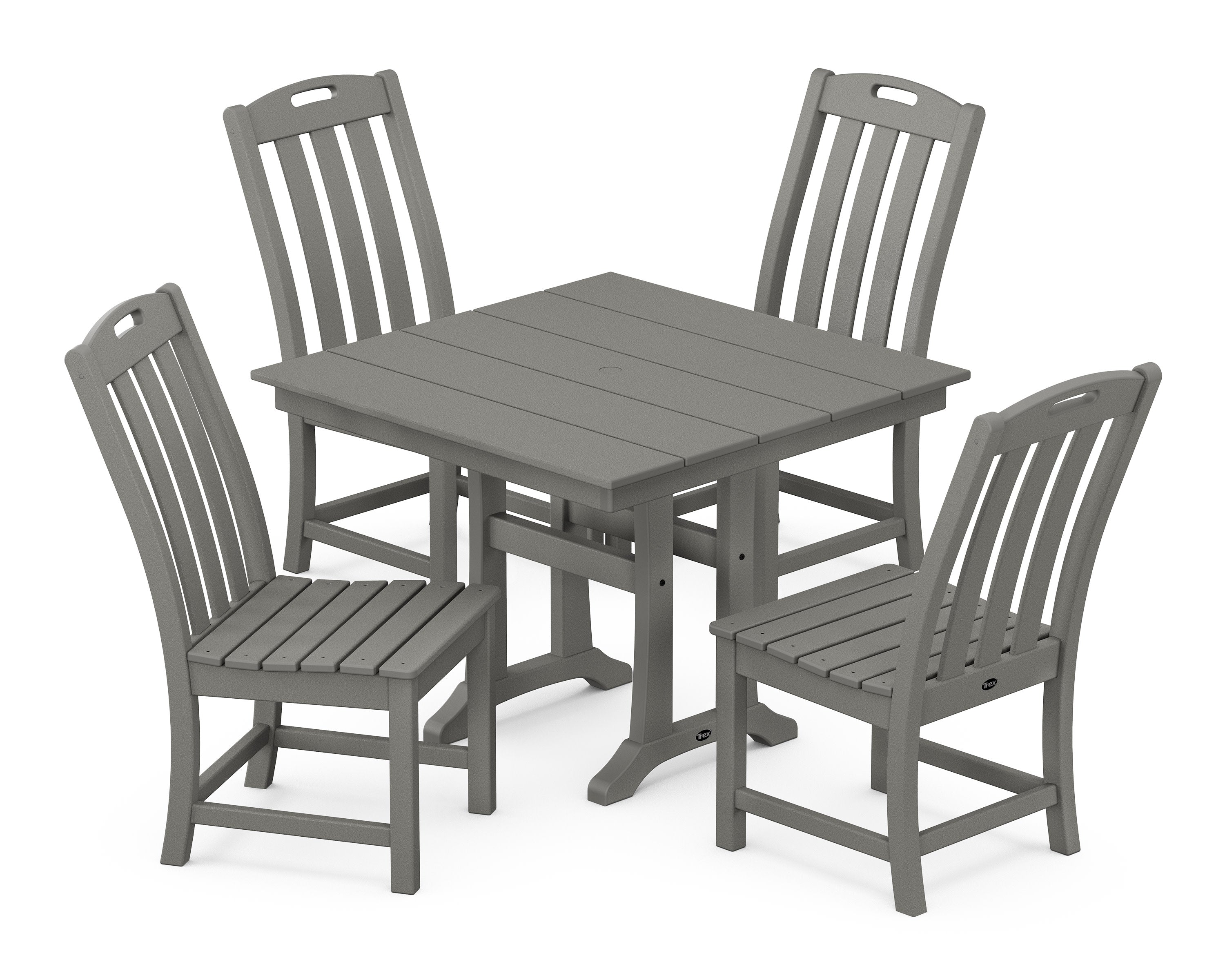 Yacht Club 5-Piece Farmhouse Trestle Side Chair Dining Set in Stepping Stone