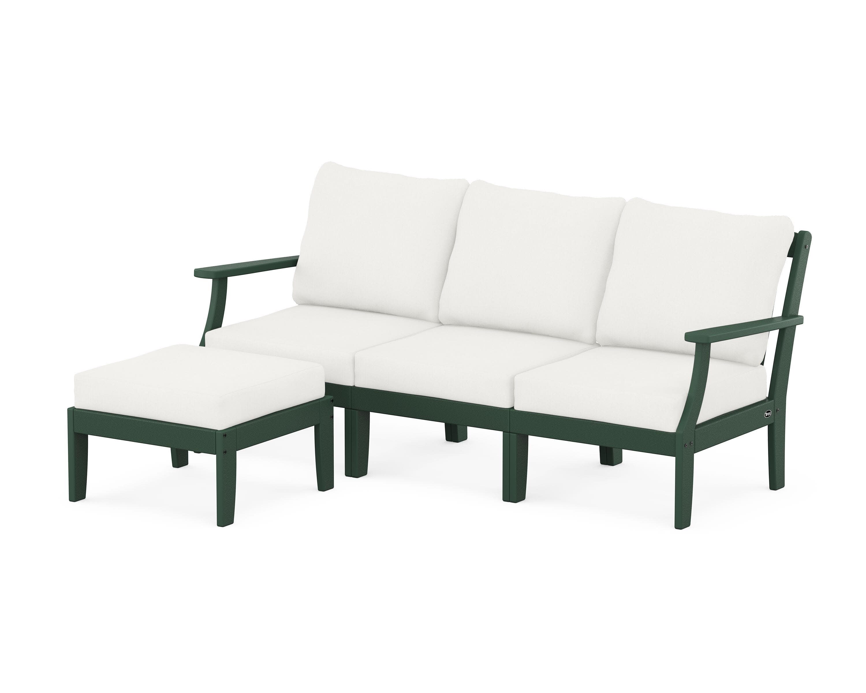 Yacht Club Modular 4-Piece Deep Seating Set with Ottoman in Rainforest Canopy / Natural Linen