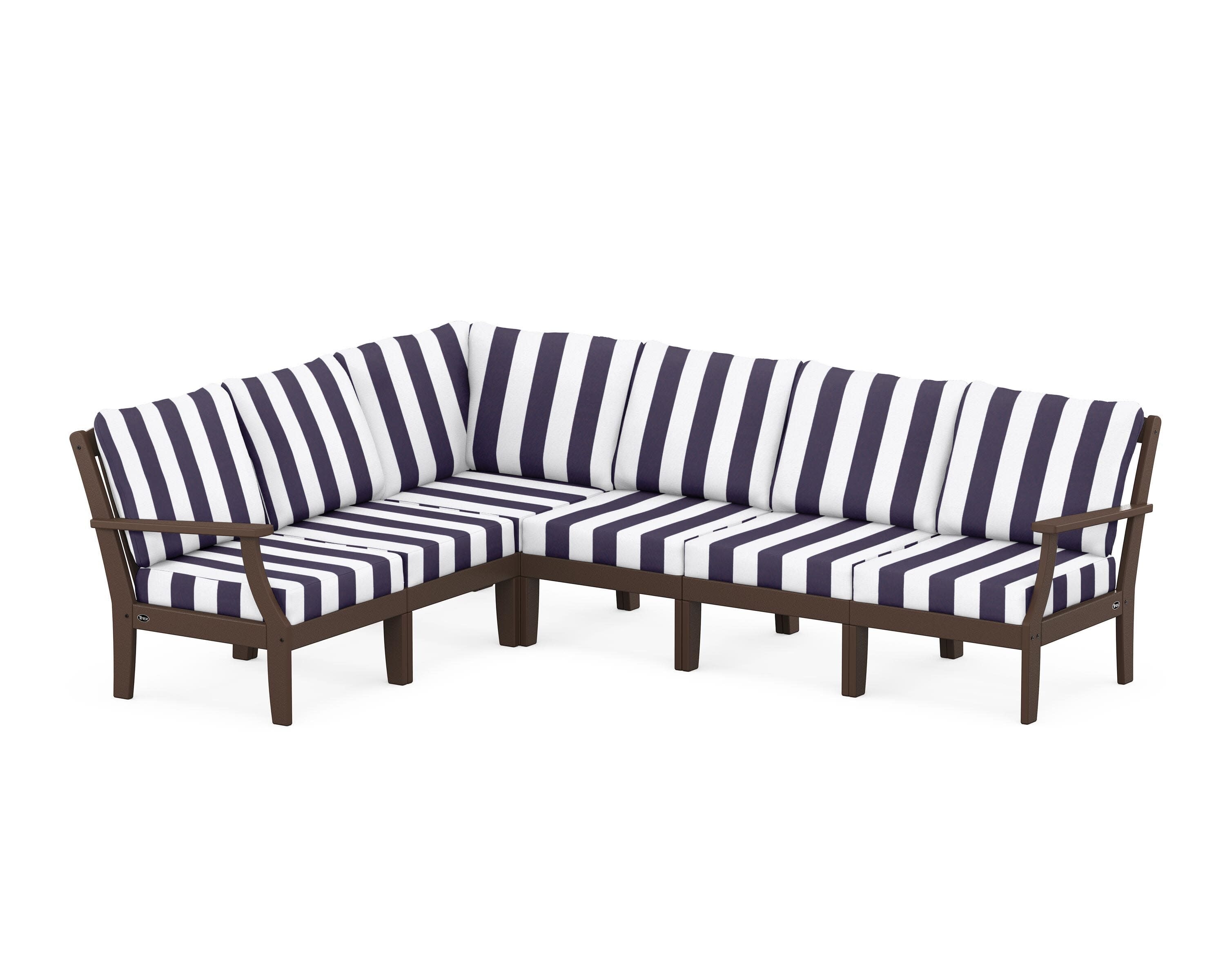 Yacht Club Modular 6-Piece Deep Seating Set in Vintage Lantern / Cabana Stripe Navy