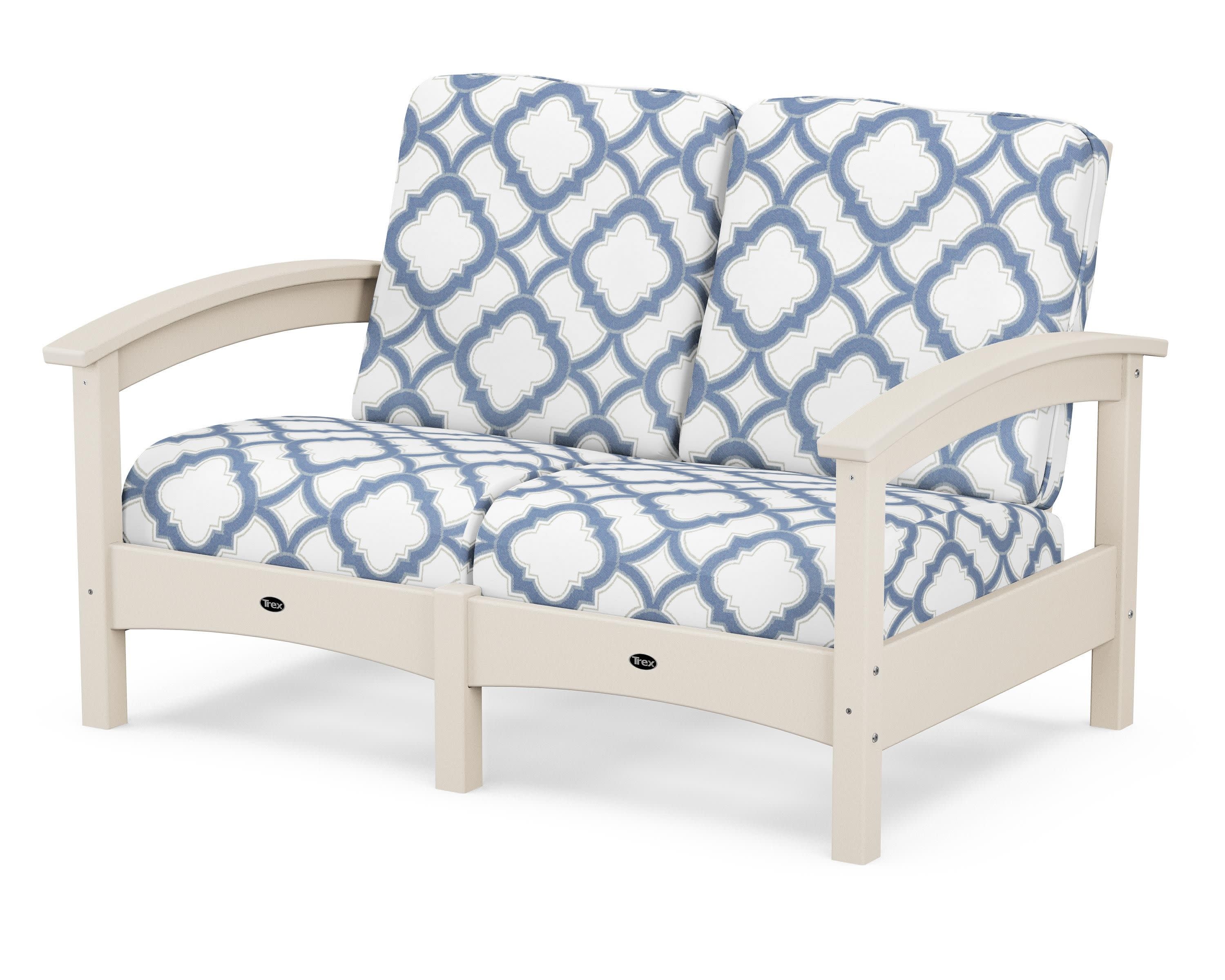 Rockport Club Loveseat in Sand Castle / Trellis Sky Blue