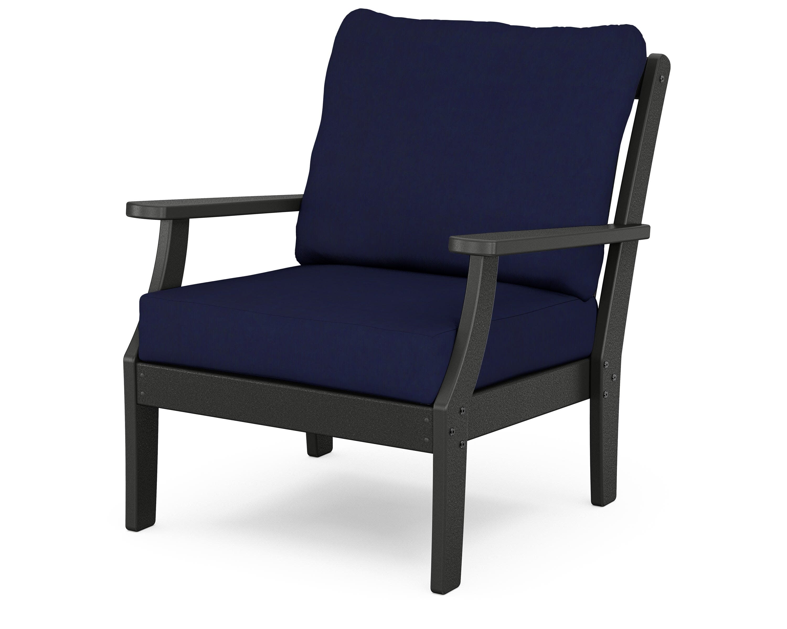 Yacht Club Deep Seating Chair in Charcoal Black / Navy