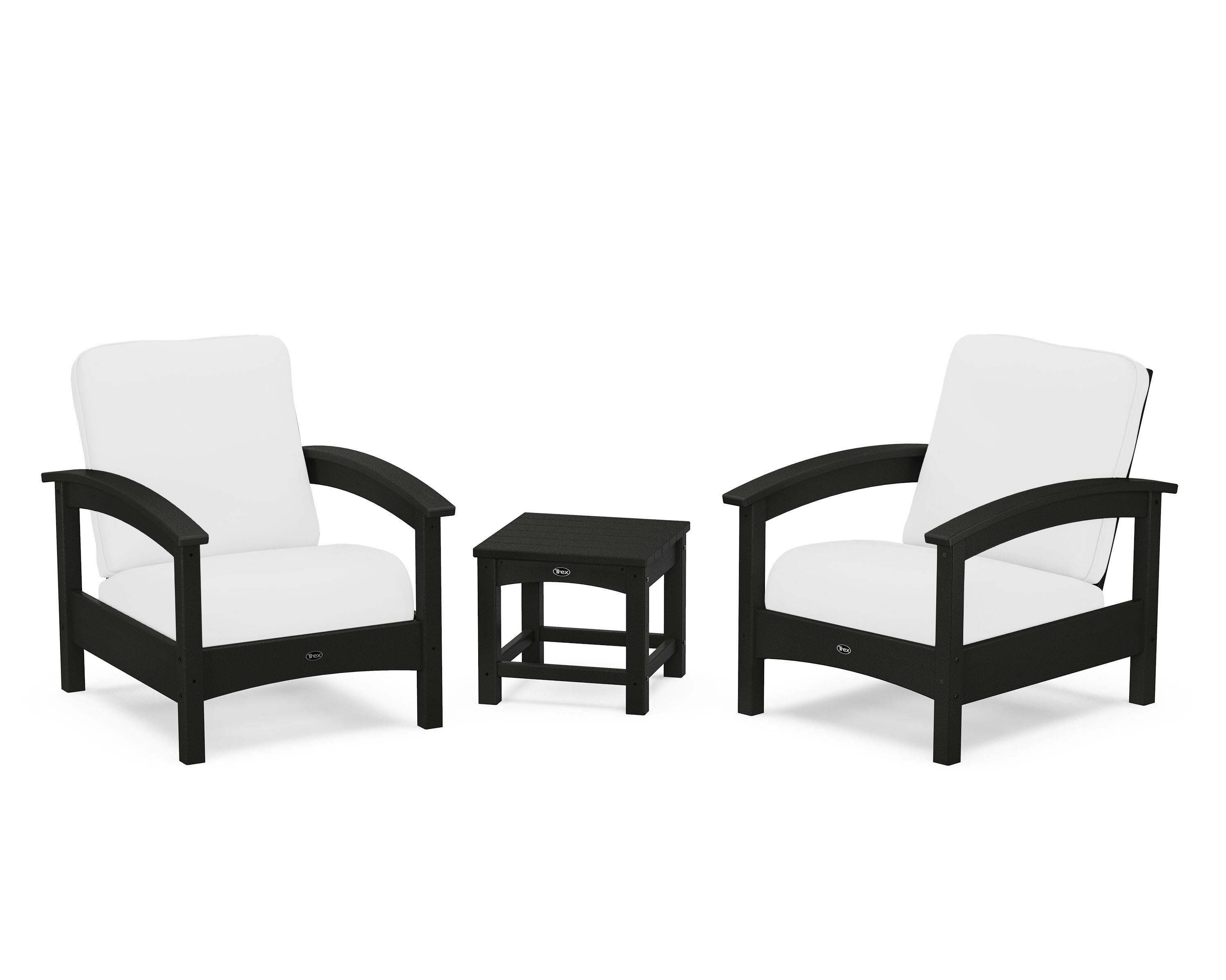 Rockport Club 3-Piece Deep Seating Conversation Set in Charcoal Black / Natural