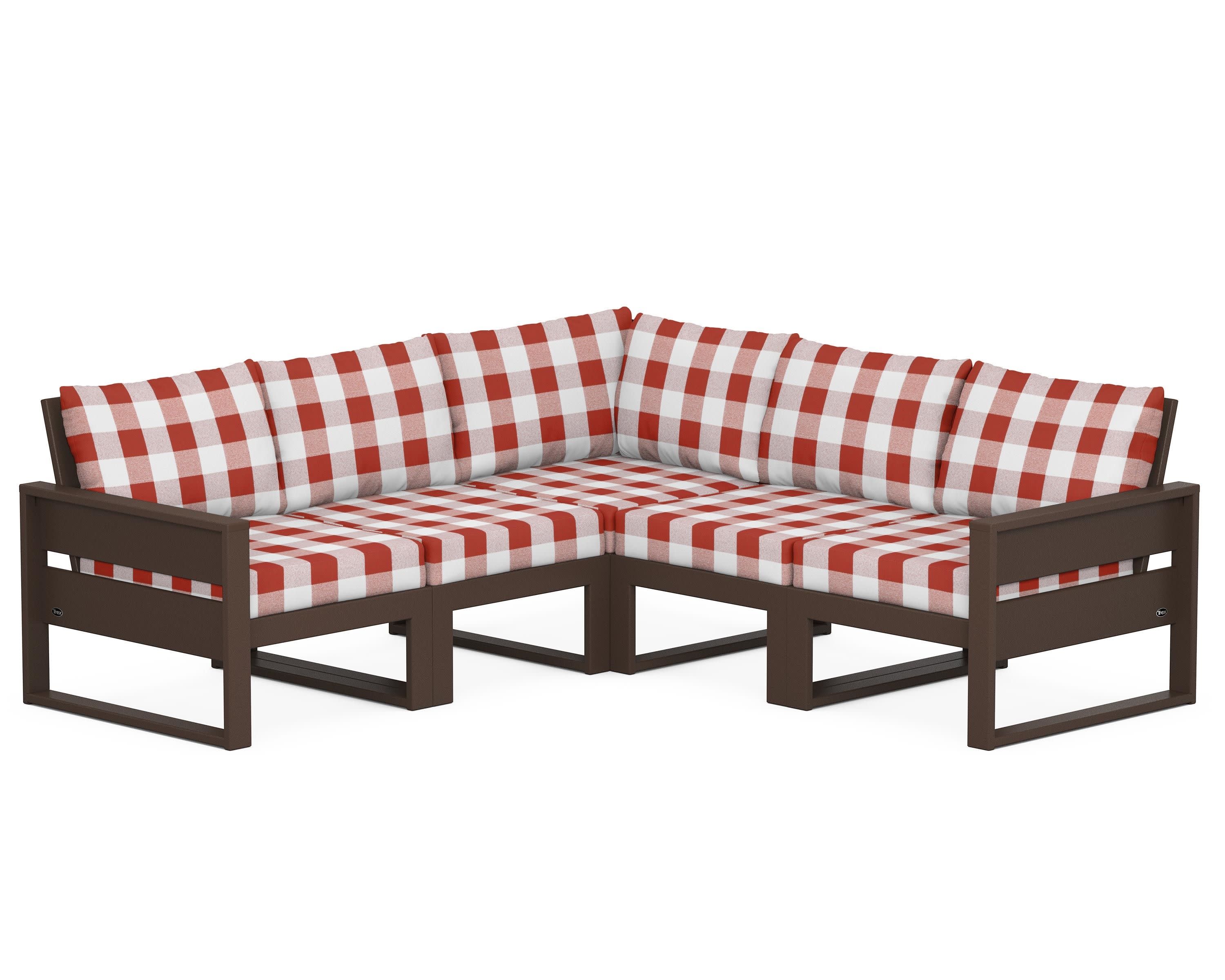 Eastport 5-Piece Sectional in Vintage Lantern / Buffalo Plaid Crimson