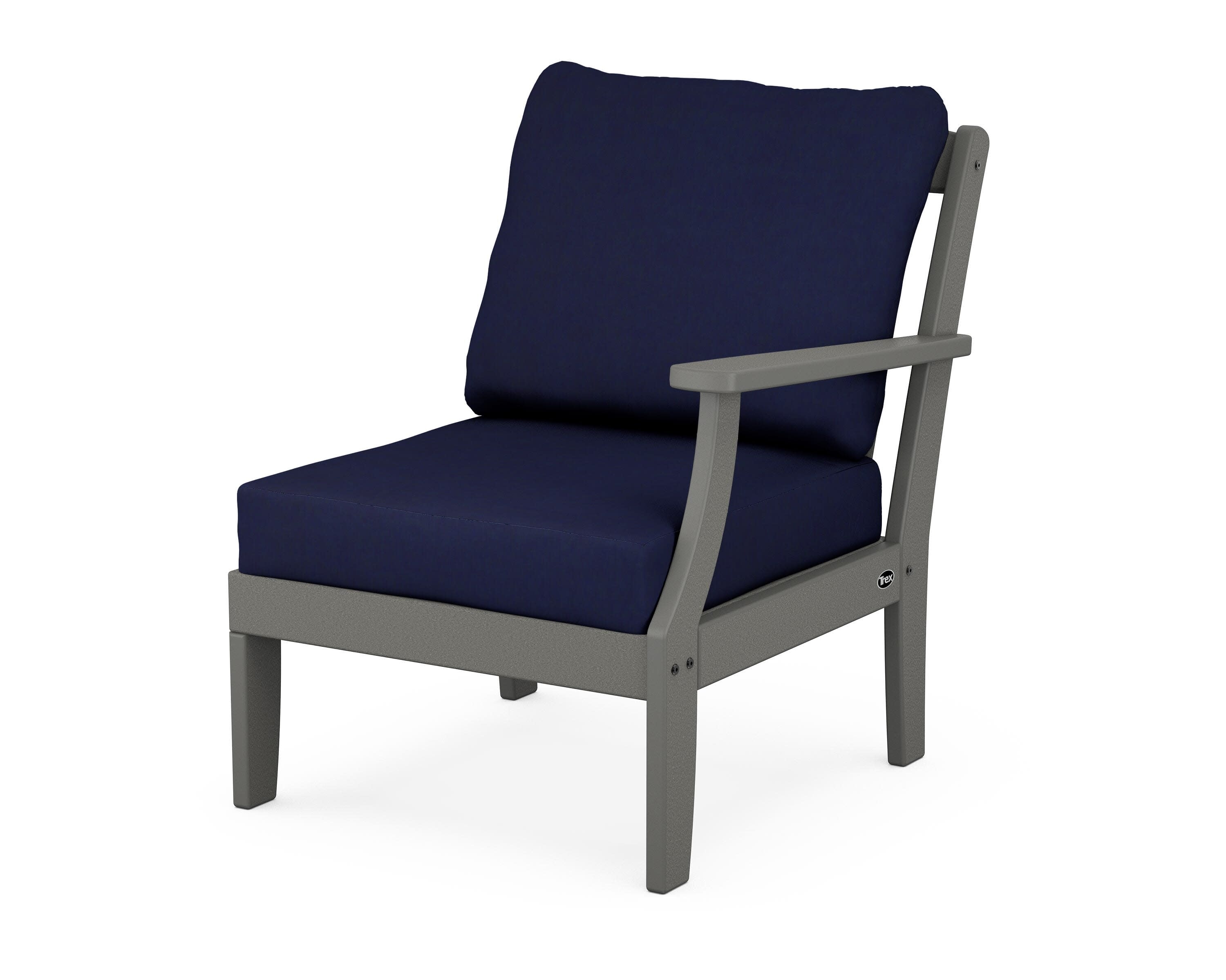 Yacht Club Modular Right Arm Chair in Stepping Stone / Navy