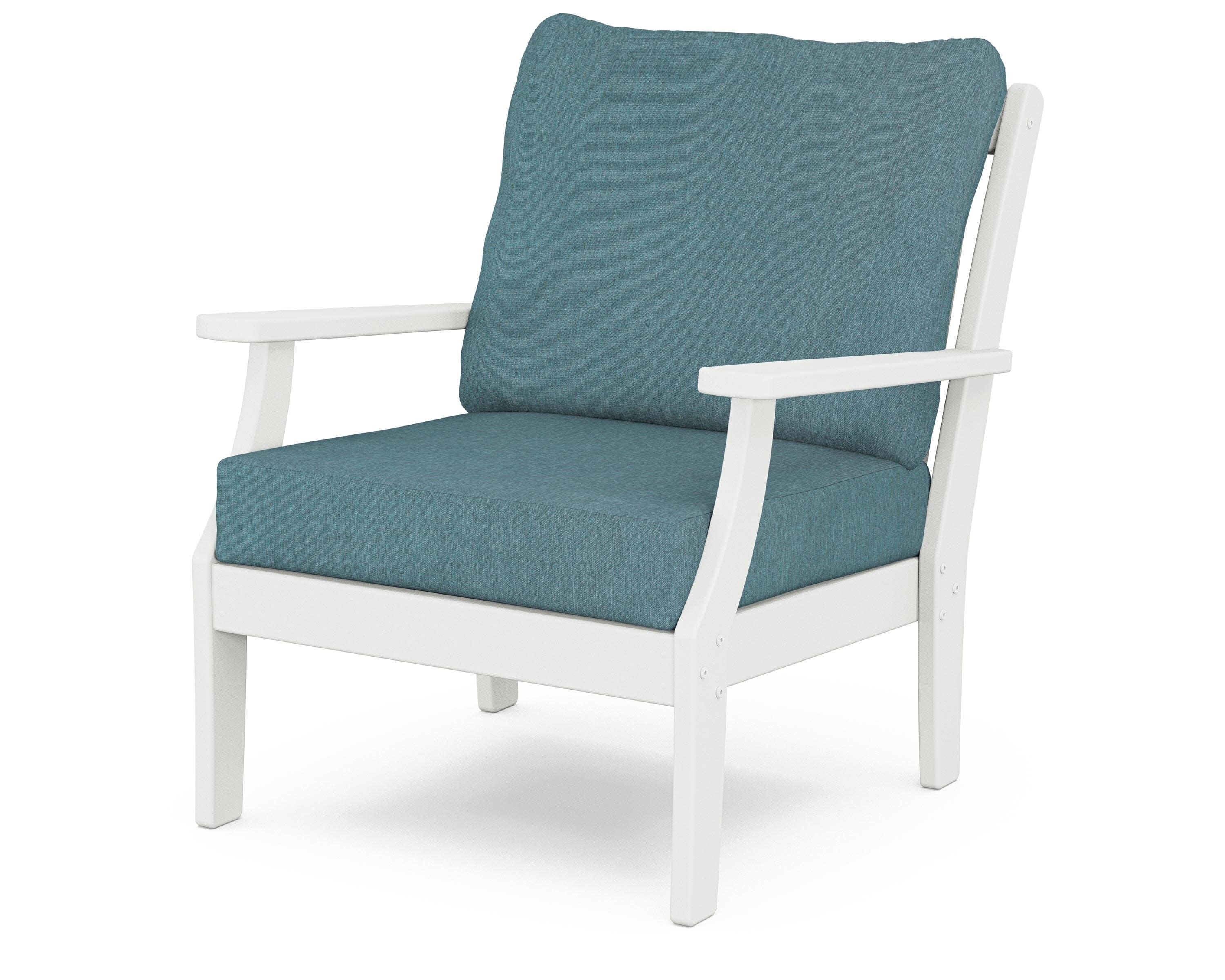 Yacht Club Deep Seating Chair in Classic White / Ocean Teal