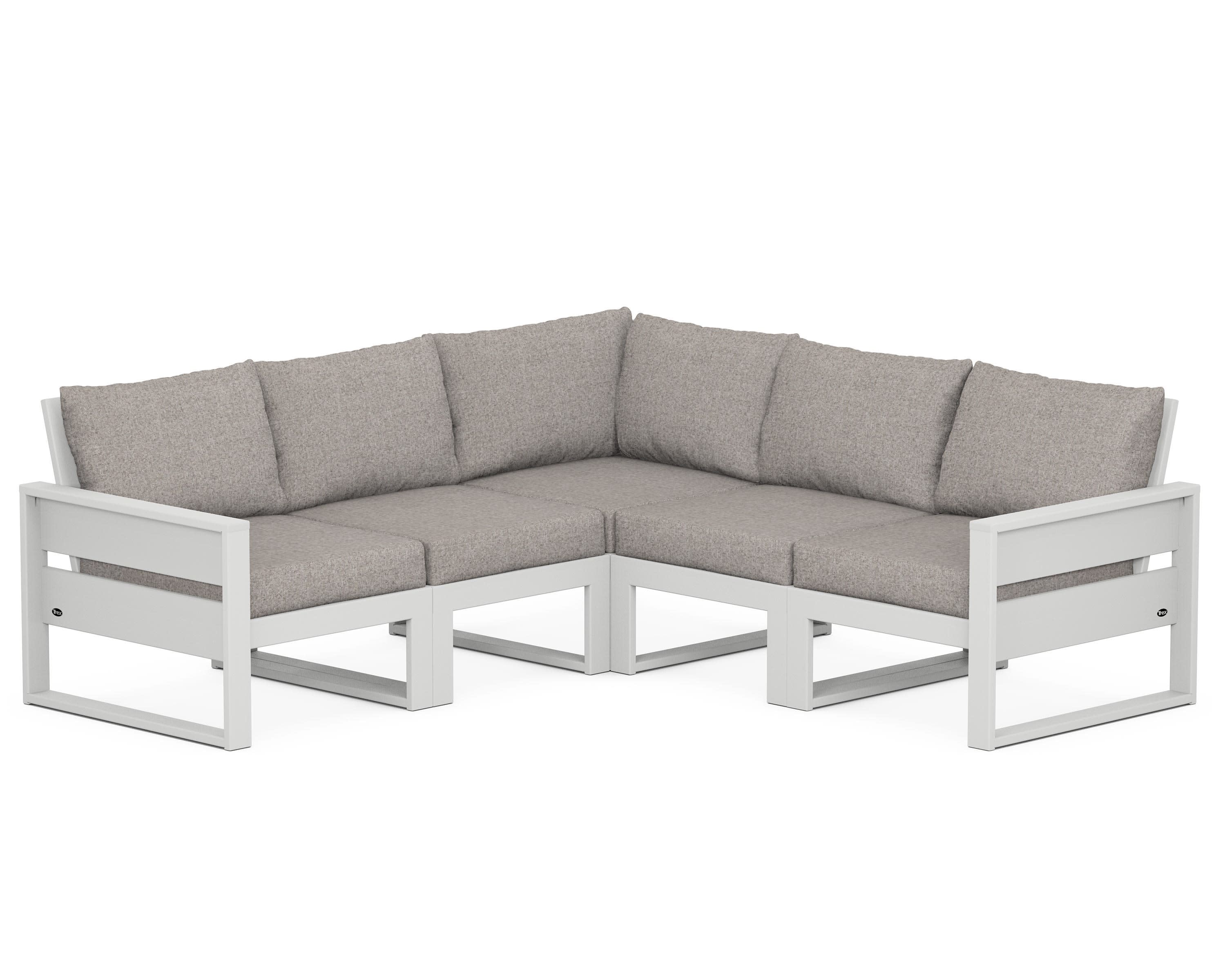 Eastport 5-Piece Sectional in Classic White / Weathered Tweed