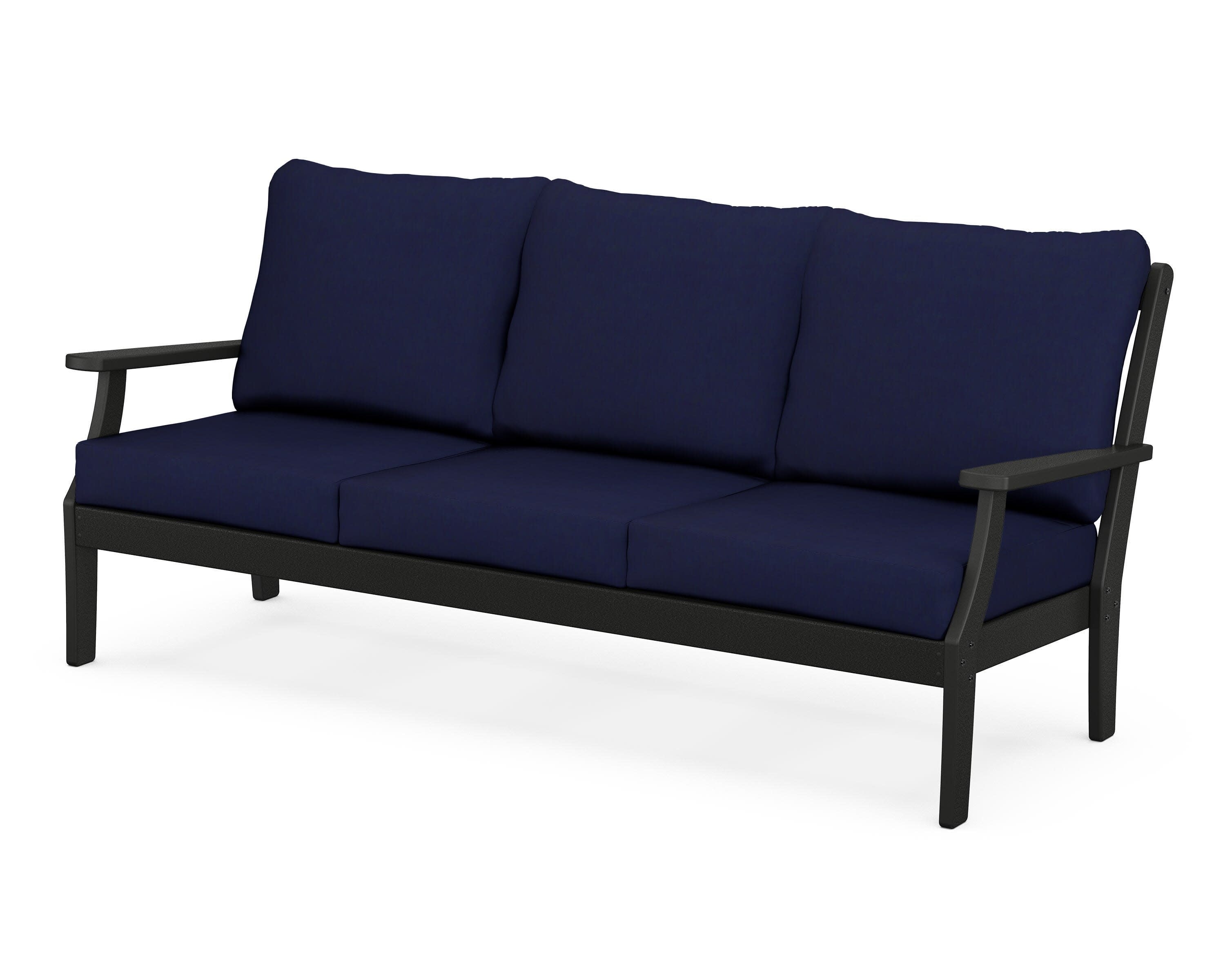 Yacht Club Deep Seating Sofa in Charcoal Black / Navy