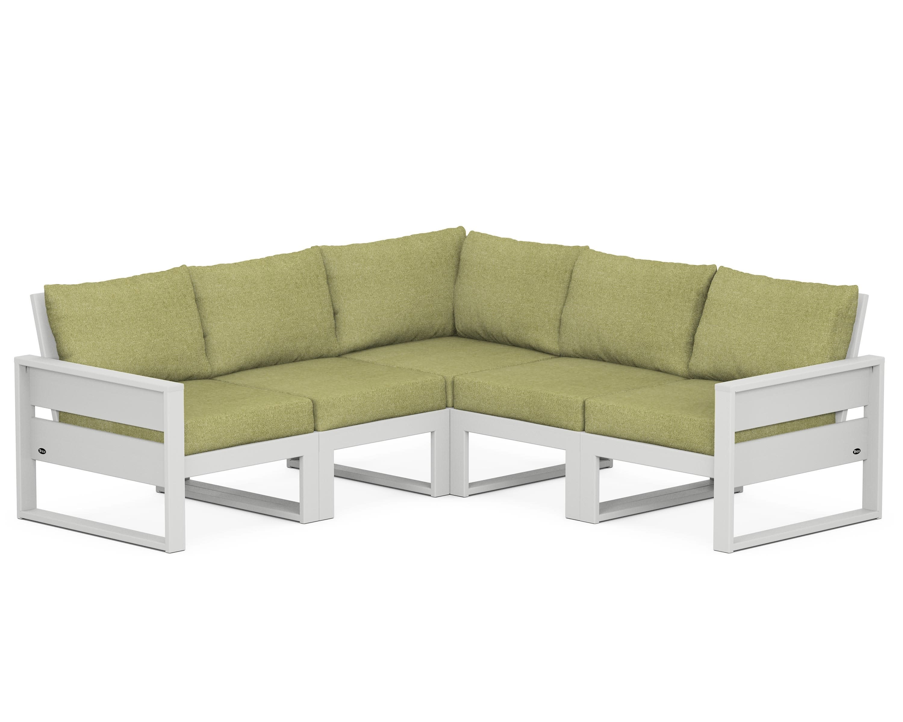 Eastport 5-Piece Sectional in Classic White / Chartreuse Boucle