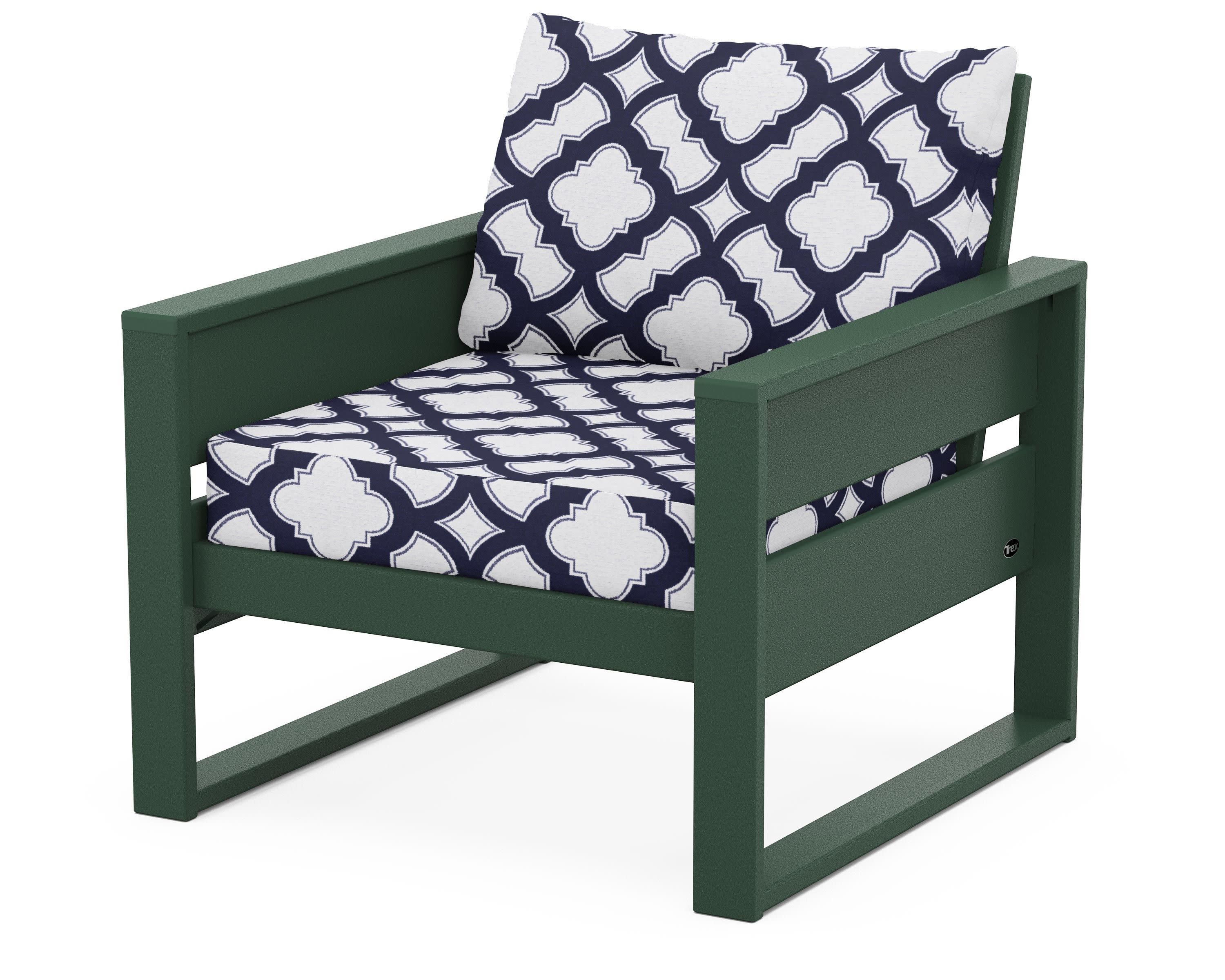 Eastport Club Chair in Rainforest Canopy / Trellis Navy