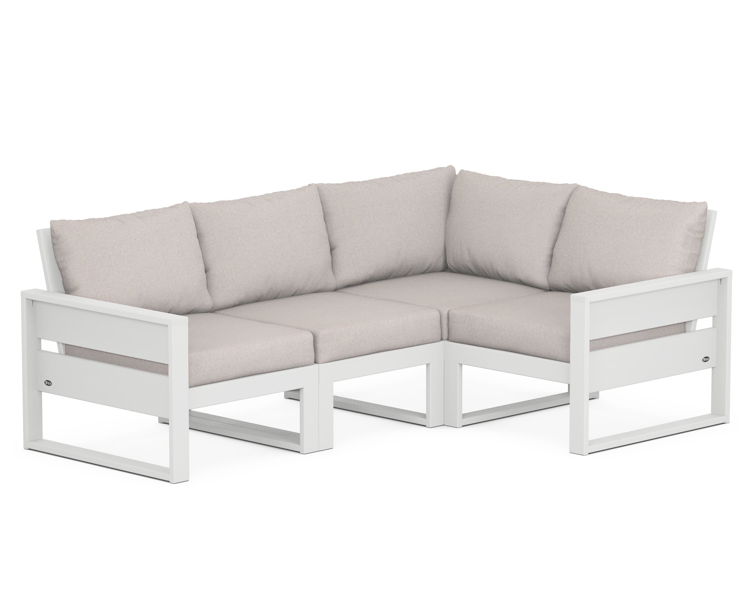 Eastport 4- Piece Sectional in Classic White / Dune Burlap