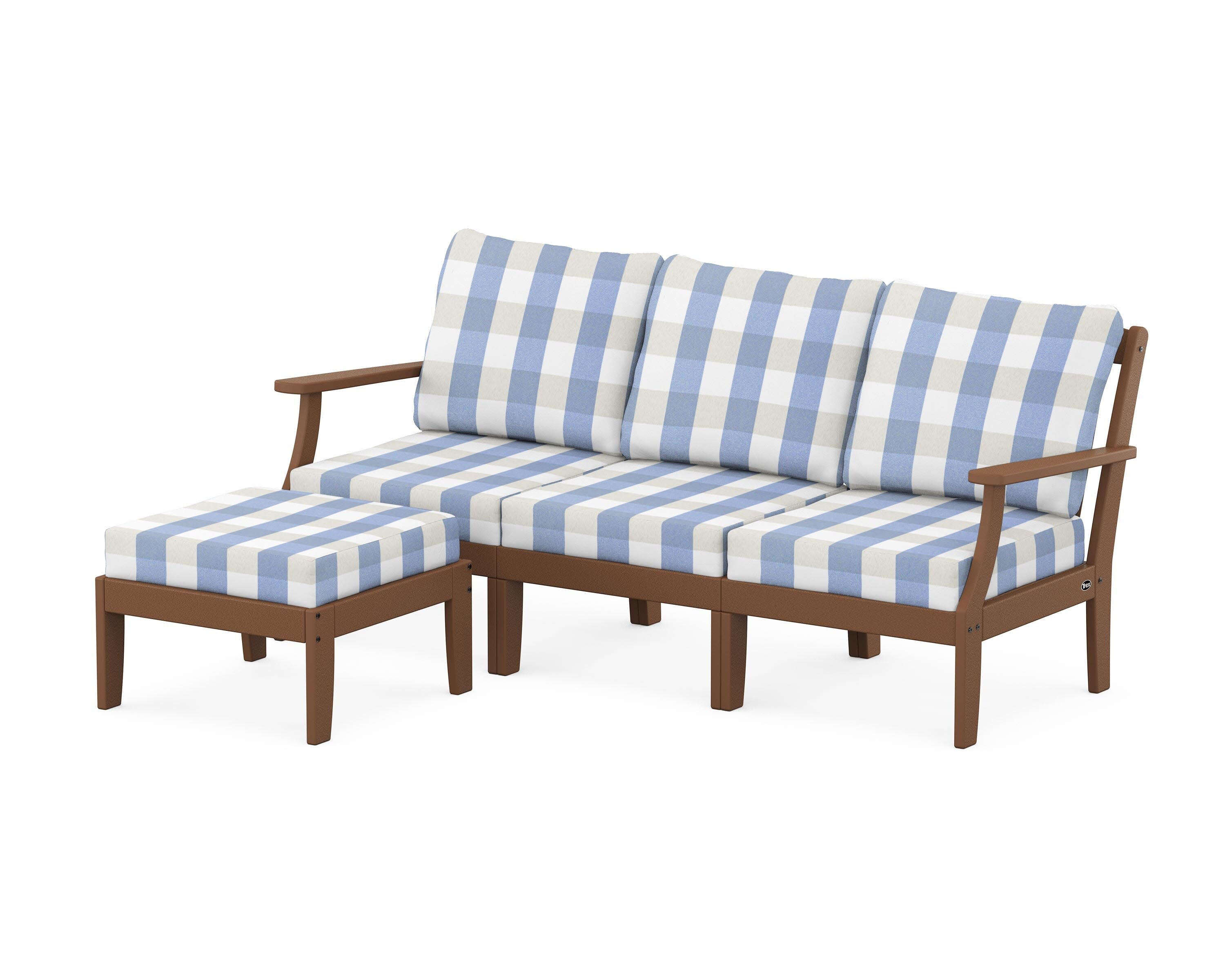 Yacht Club Modular 4-Piece Deep Seating Set with Ottoman in Tree House / Buffalo Plaid Sky Blue