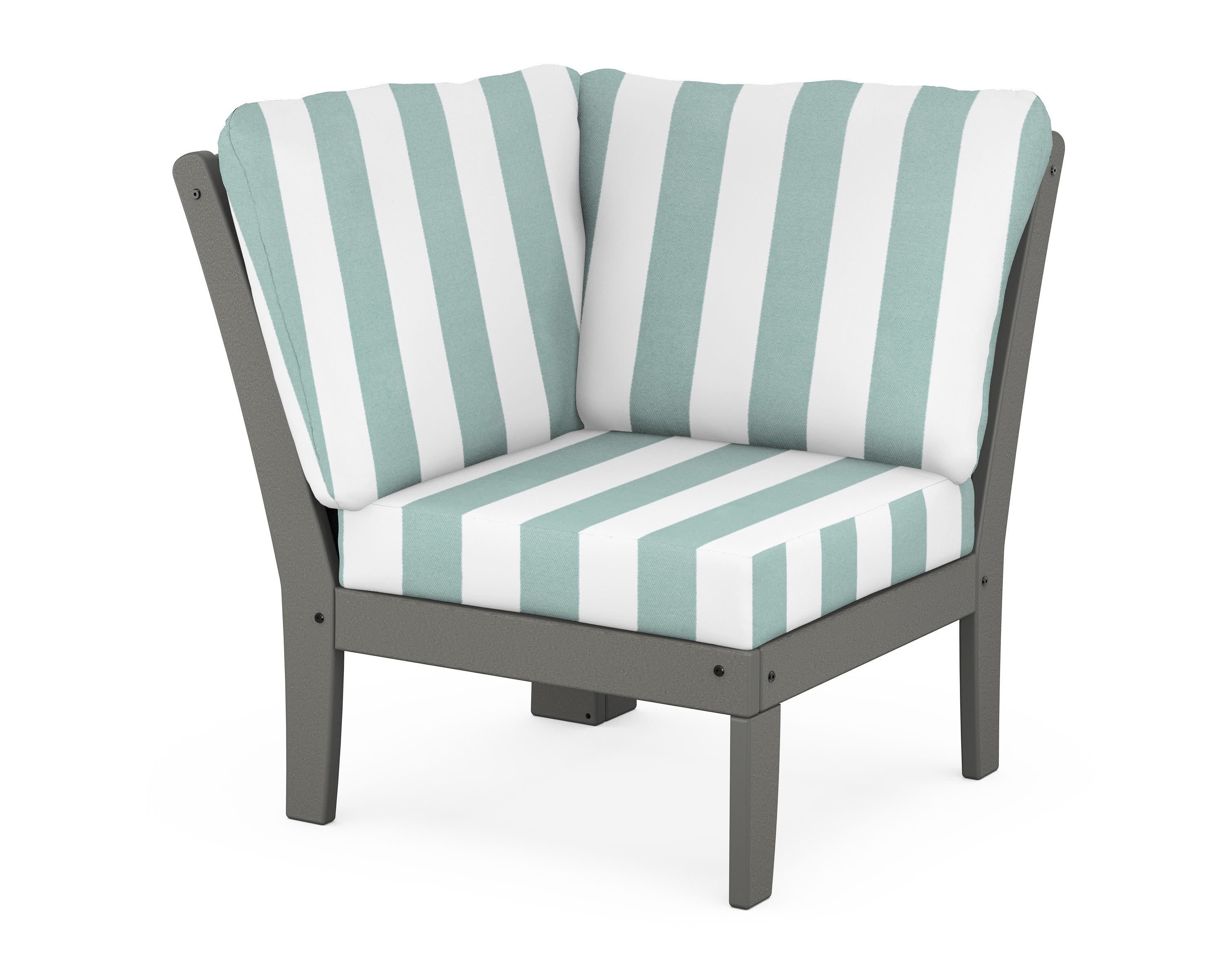 Yacht Club Modular Corner Chair in Stepping Stone / Cabana Stripe Glacier Spa