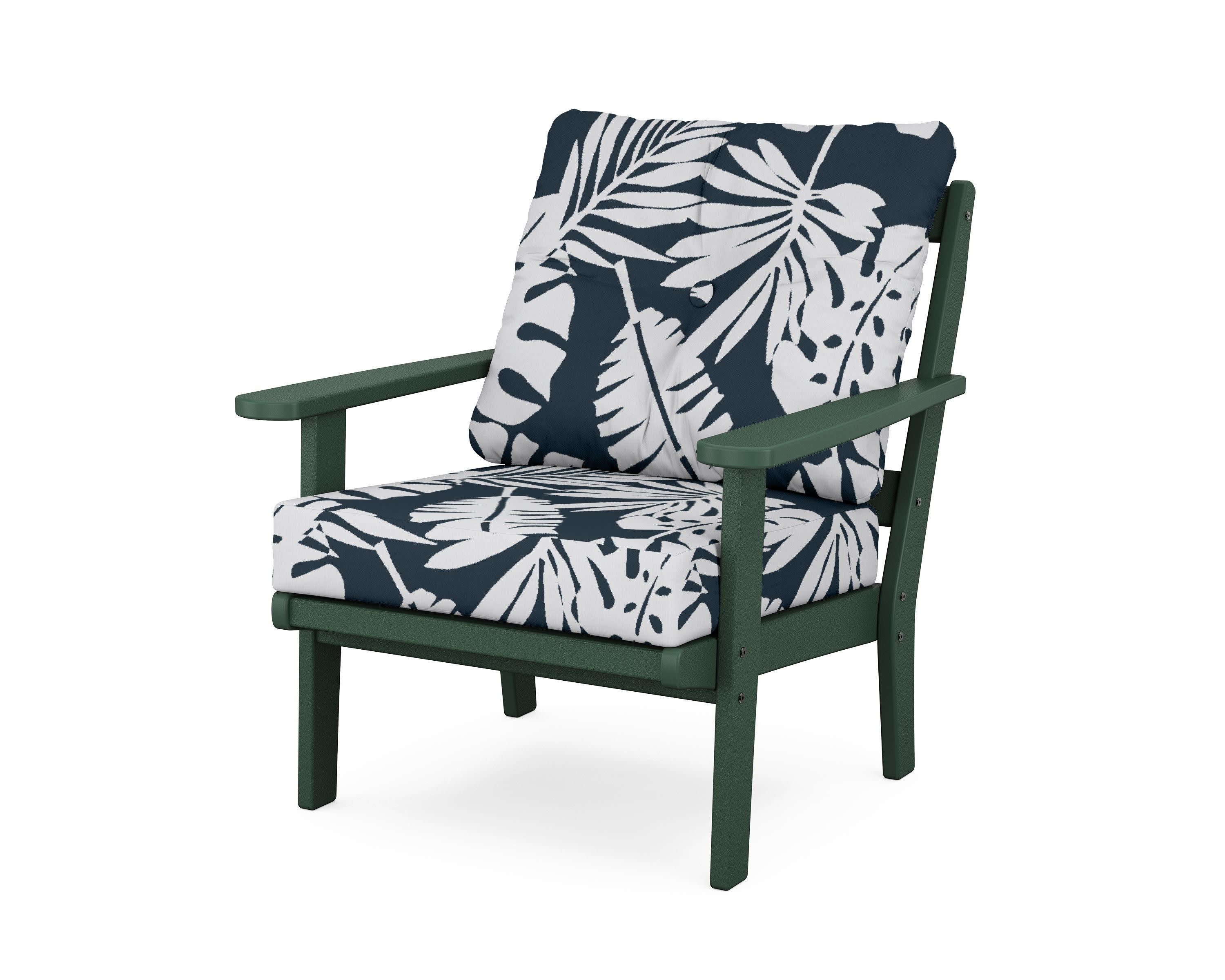 Cape Cod Deep Seating Chair in Rainforest Canopy / Leaf Marine Indigo