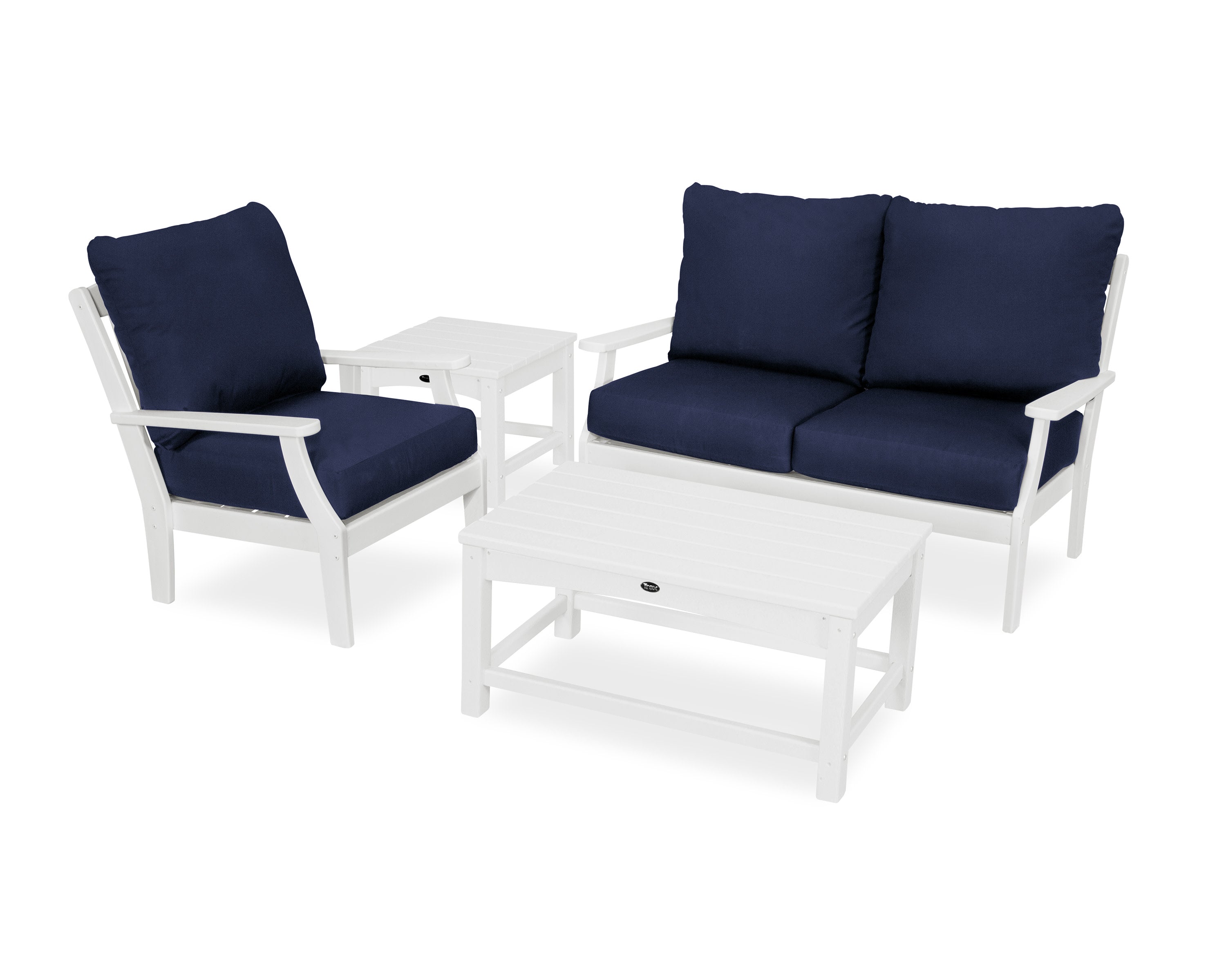 Yacht Club 4-Piece Deep Seating Set in Classic White / Navy